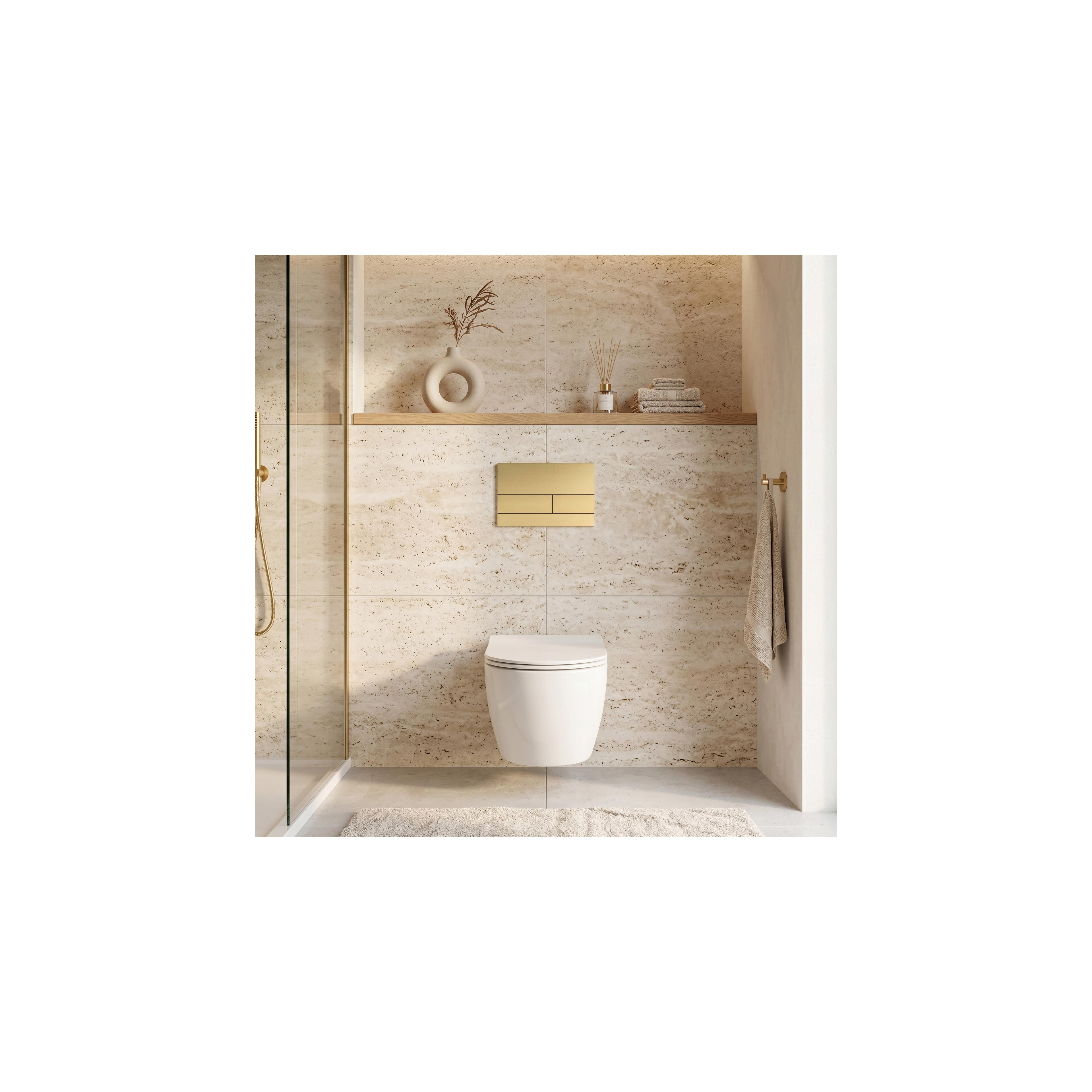 Gestell Unterputz-Set Slim 024N für WC-Becken mit T-Taste Gold Gebürstet
