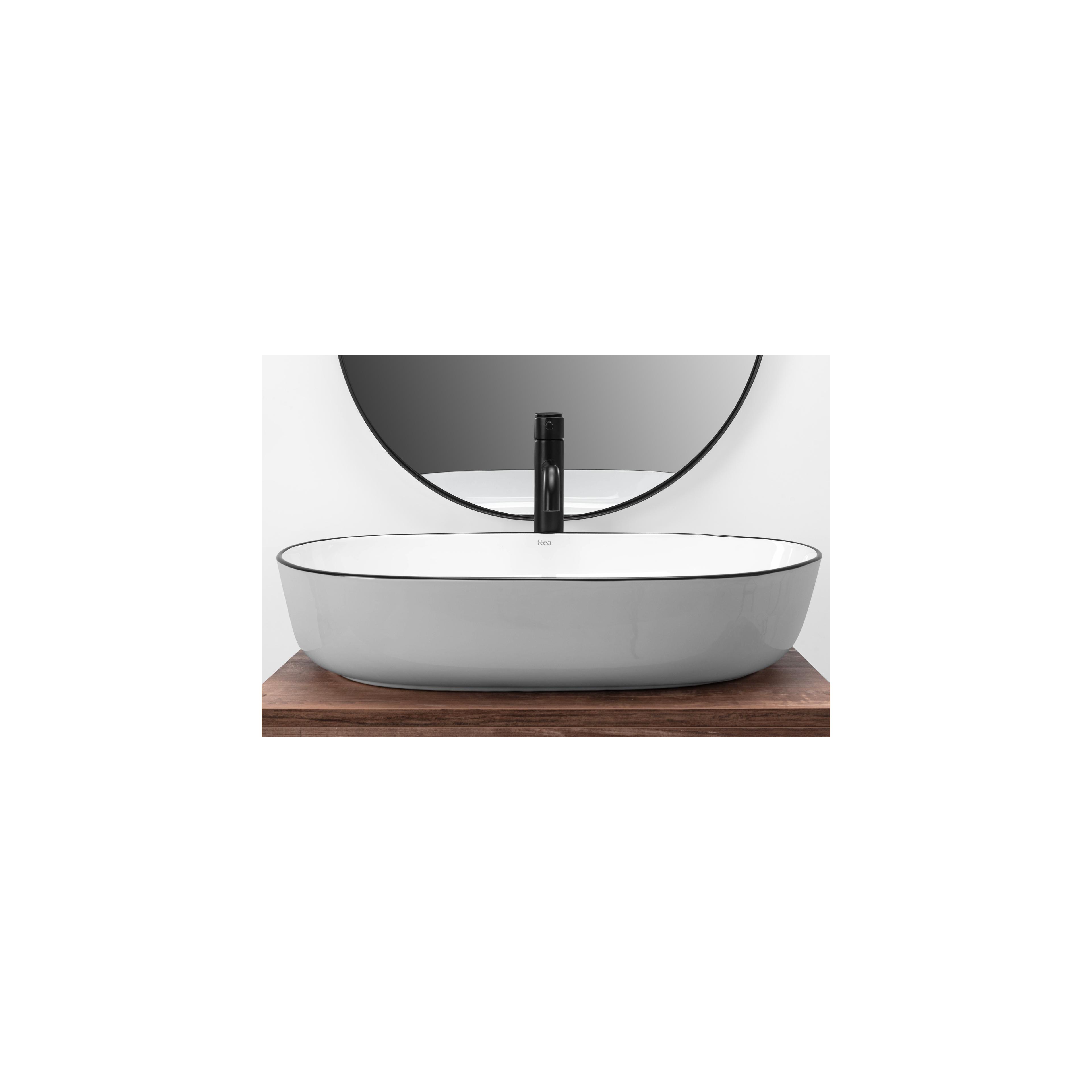 Aufsatzwaschbecken Rea CLEO white Black edge