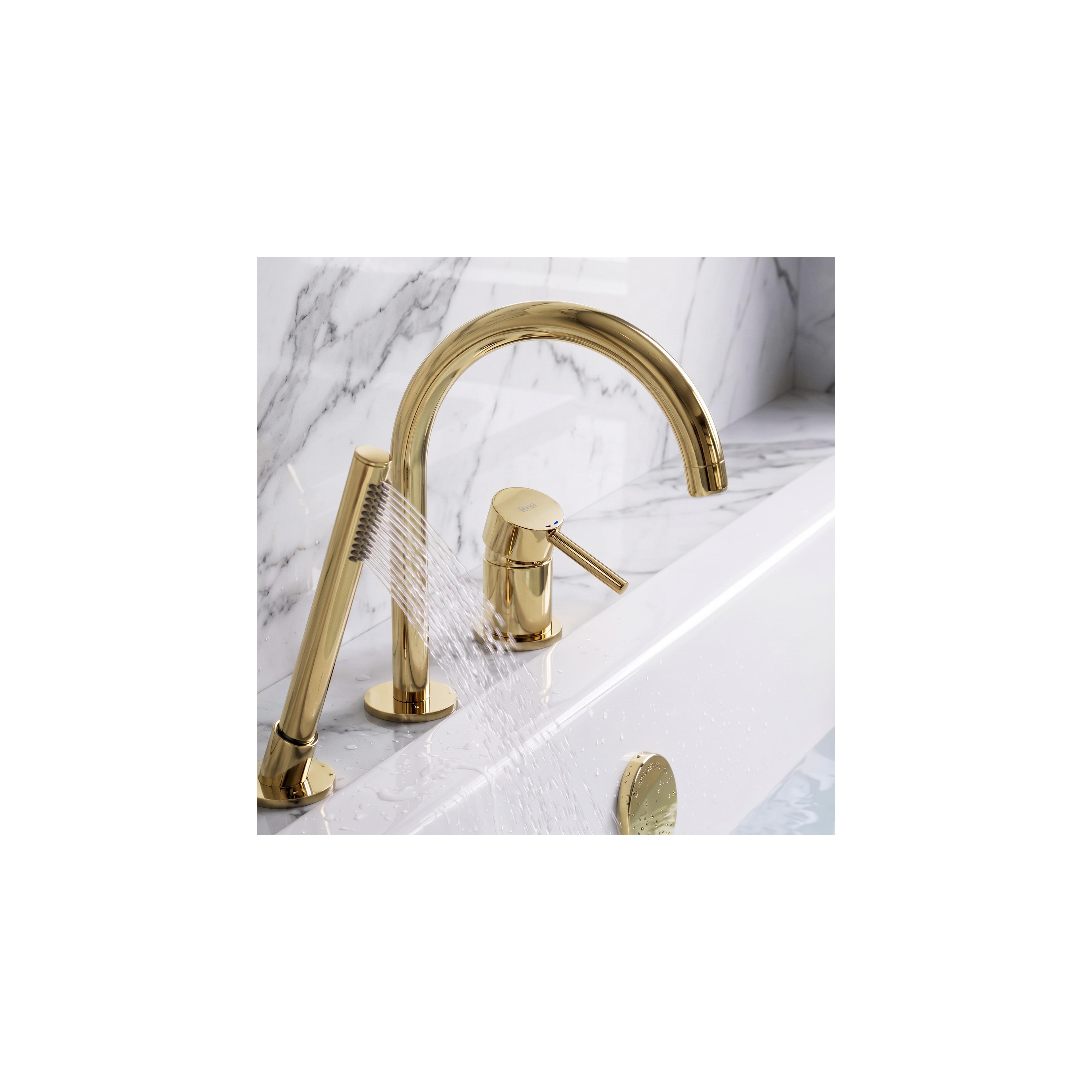 3-Hole Bathtub Faucet Rea Lungo Gold