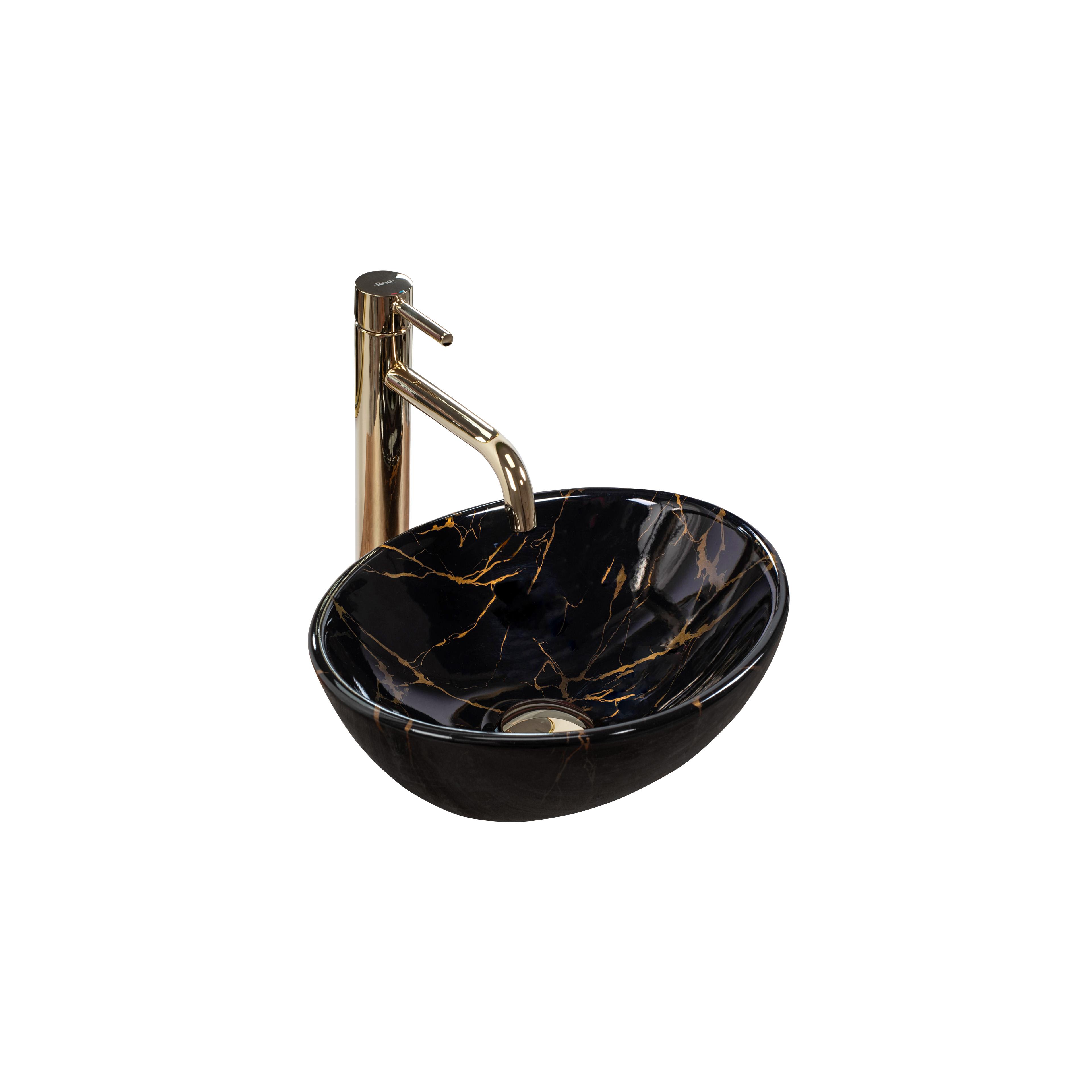 Aufsatzwaschbecken Rea Sofia Mini Black Marble Shiny