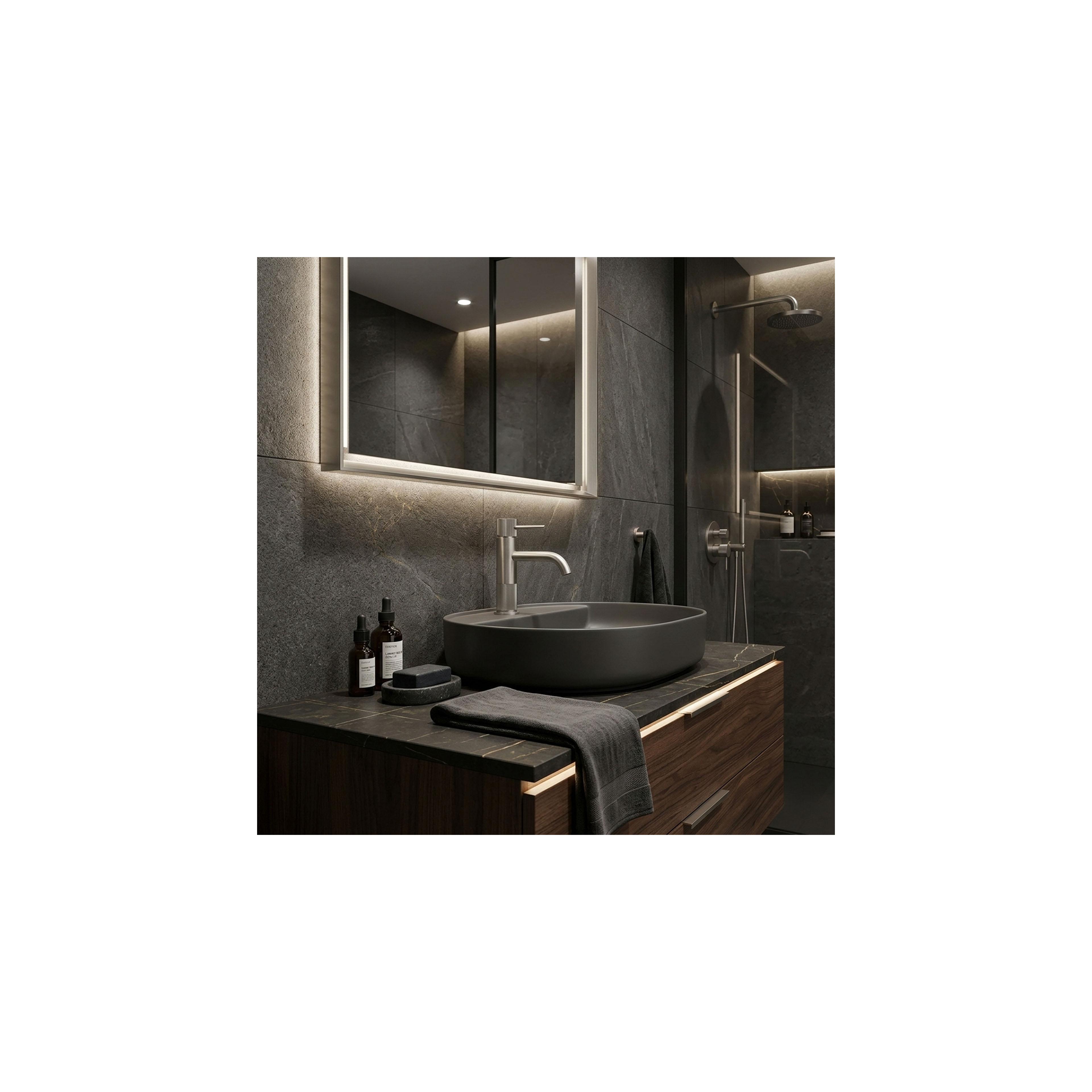 Waschbeckenarmatur Rea Lungo Stripe Brush Nickel Low