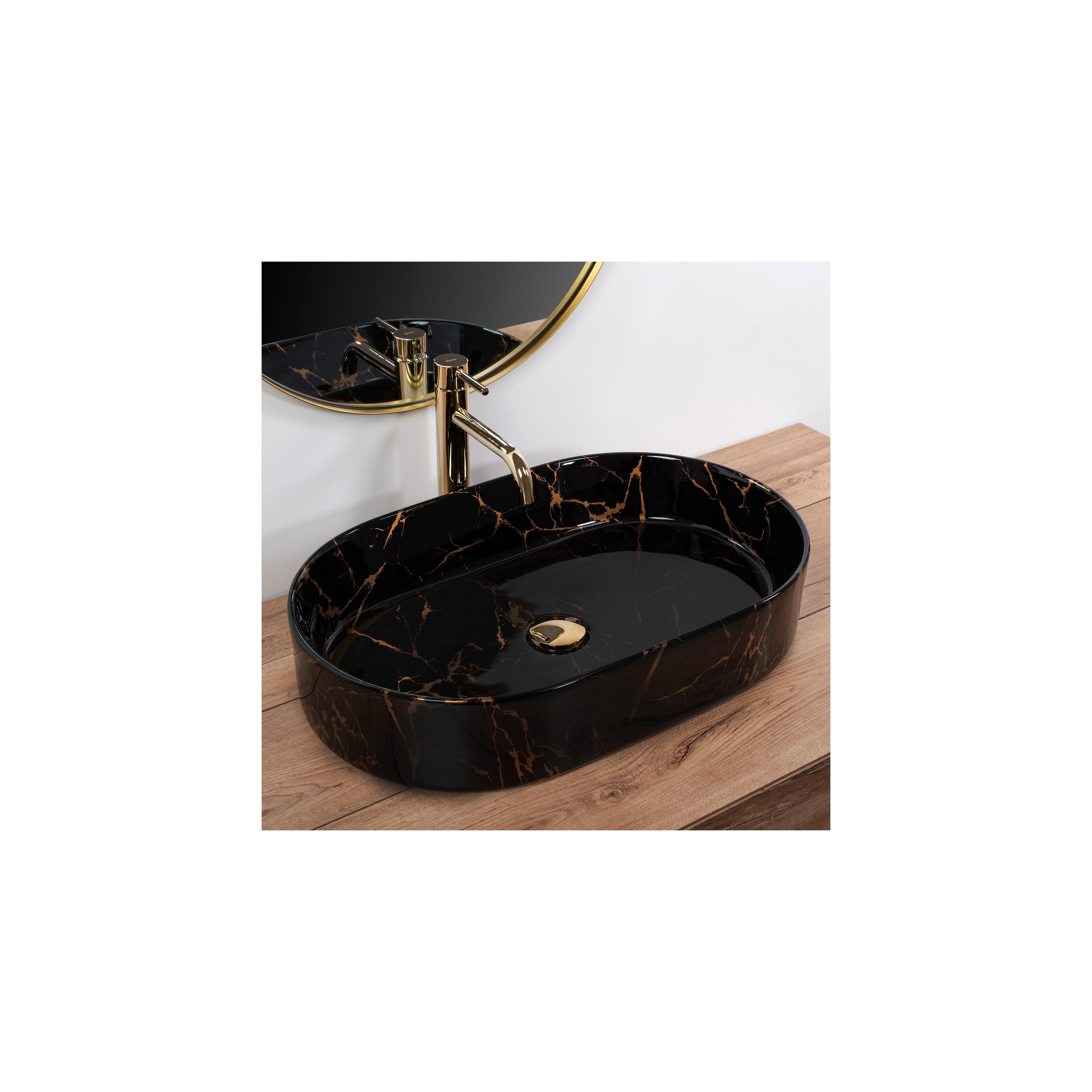 Aufsatzwaschbecken Rea Nadia Black Marble Shiny