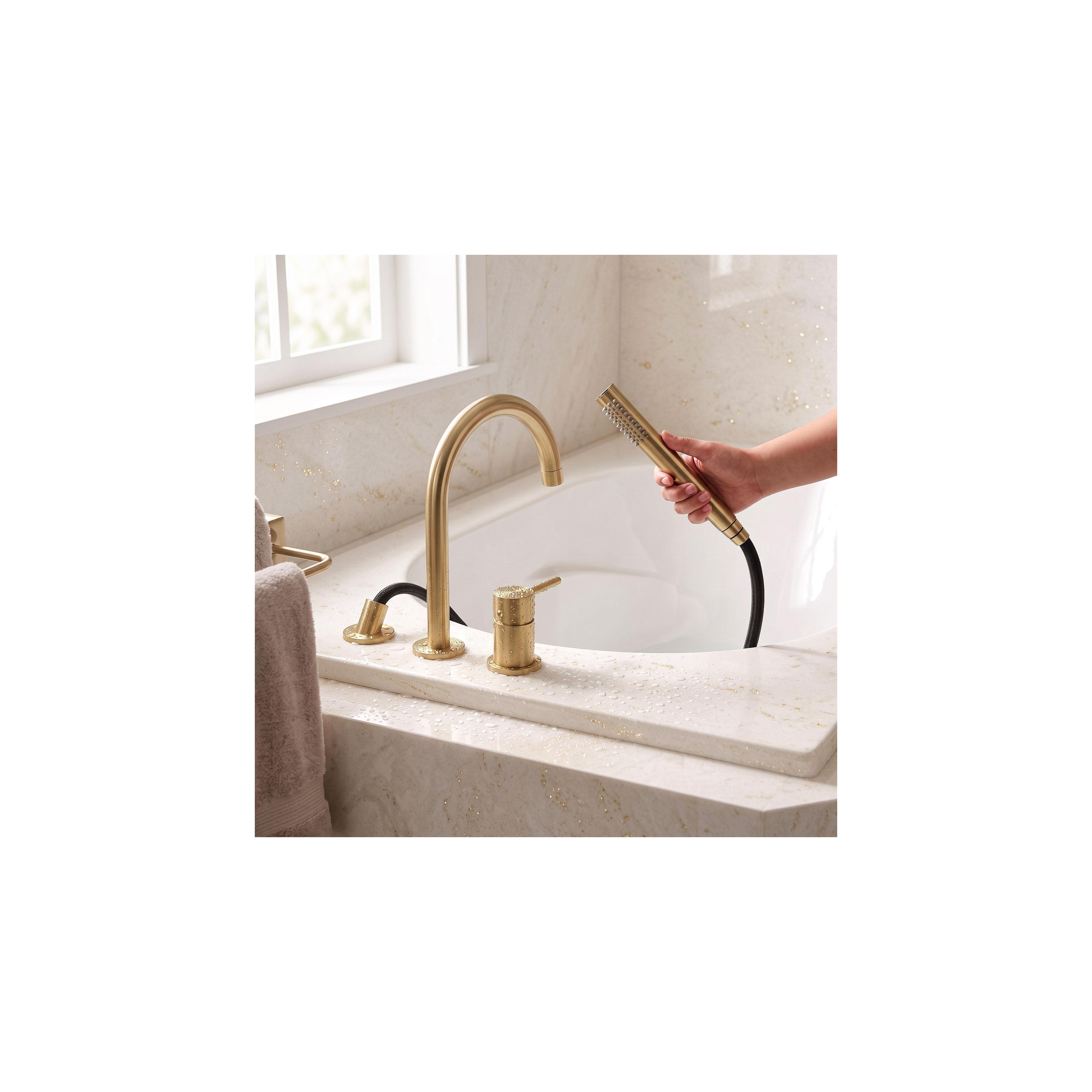 3-Hole Bathtub Faucet Rea Lungo Brush Gold