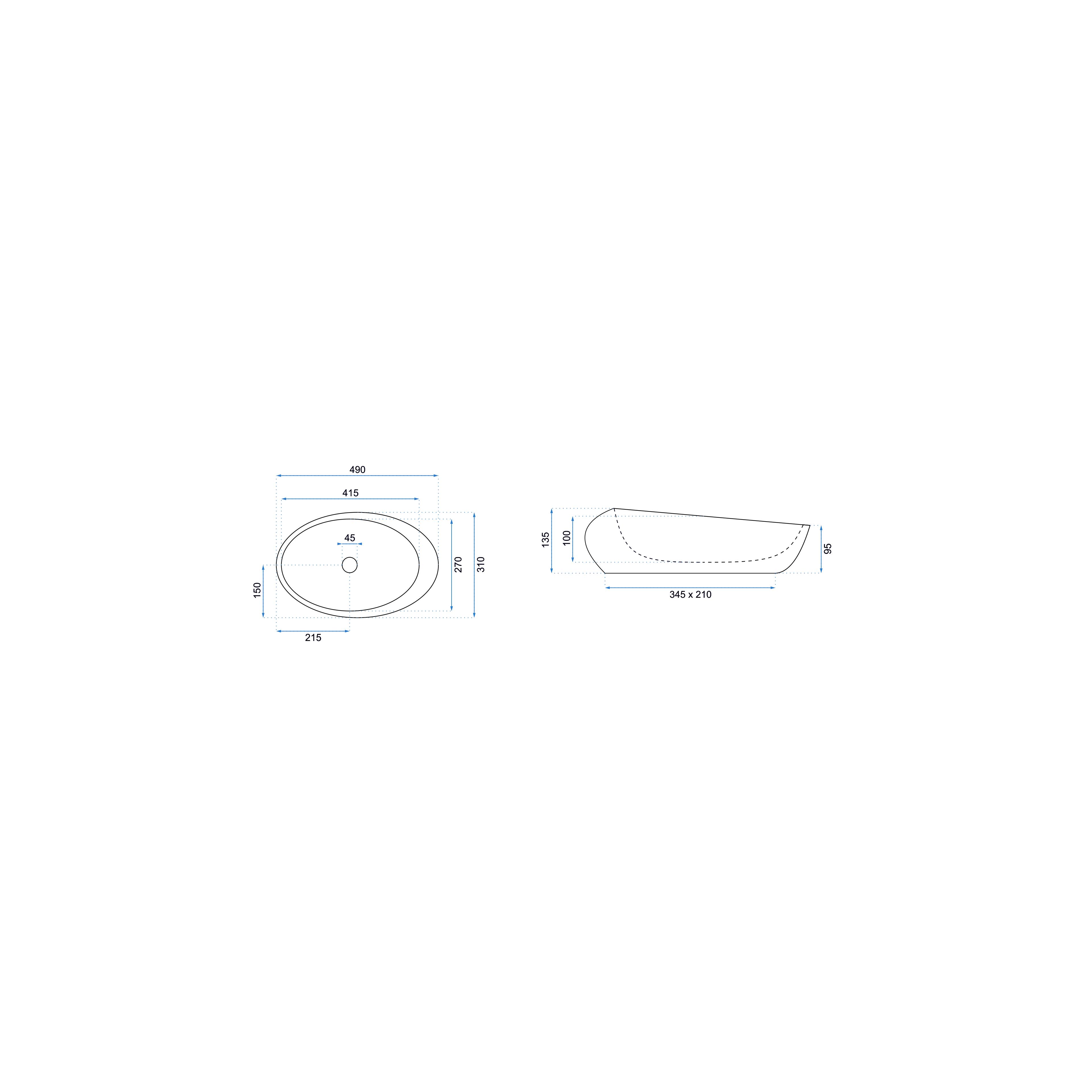 Lavabo sobre encimera Rea Roxy C Stone L.GREY