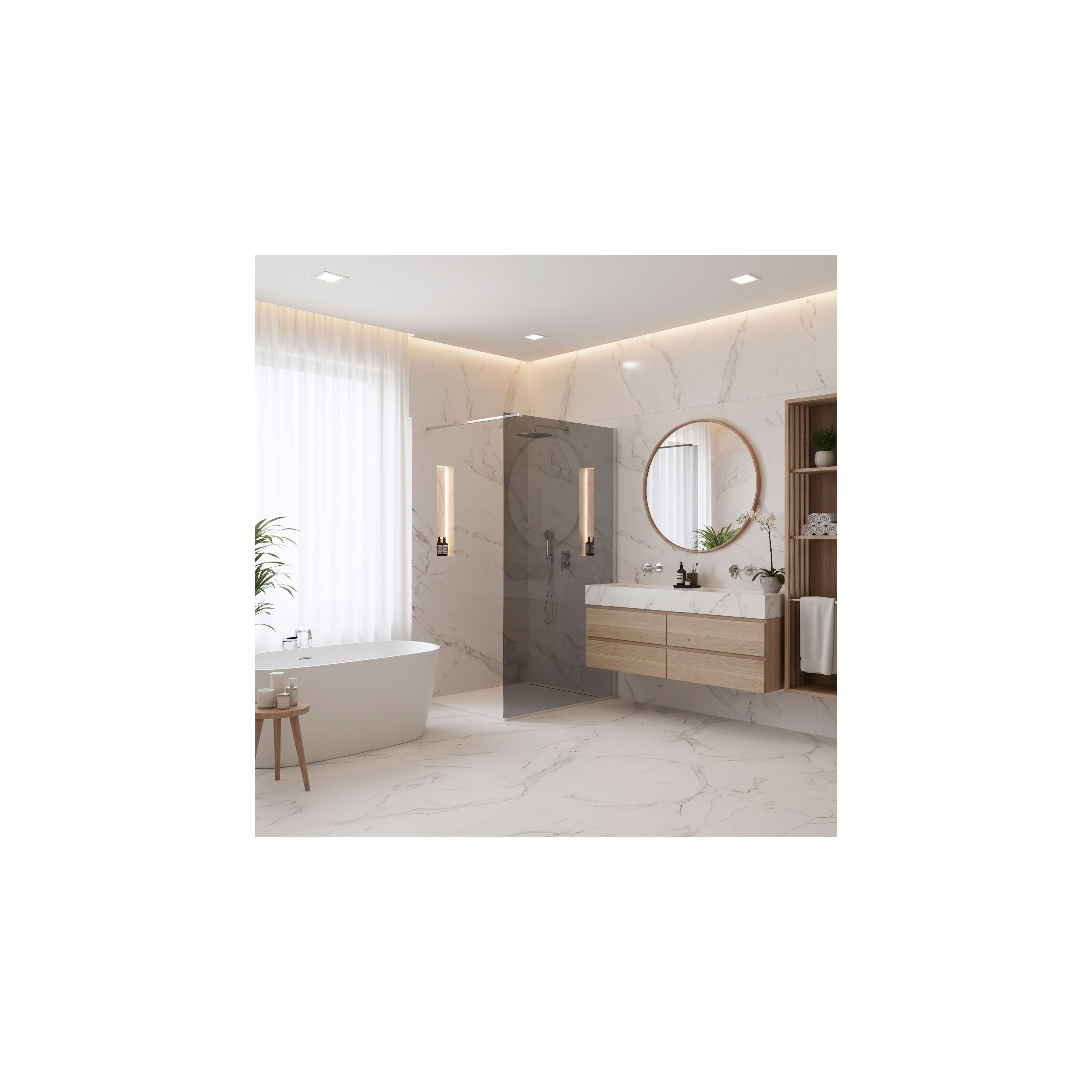Duschwand Rea Flexi Grey / Chrome 130