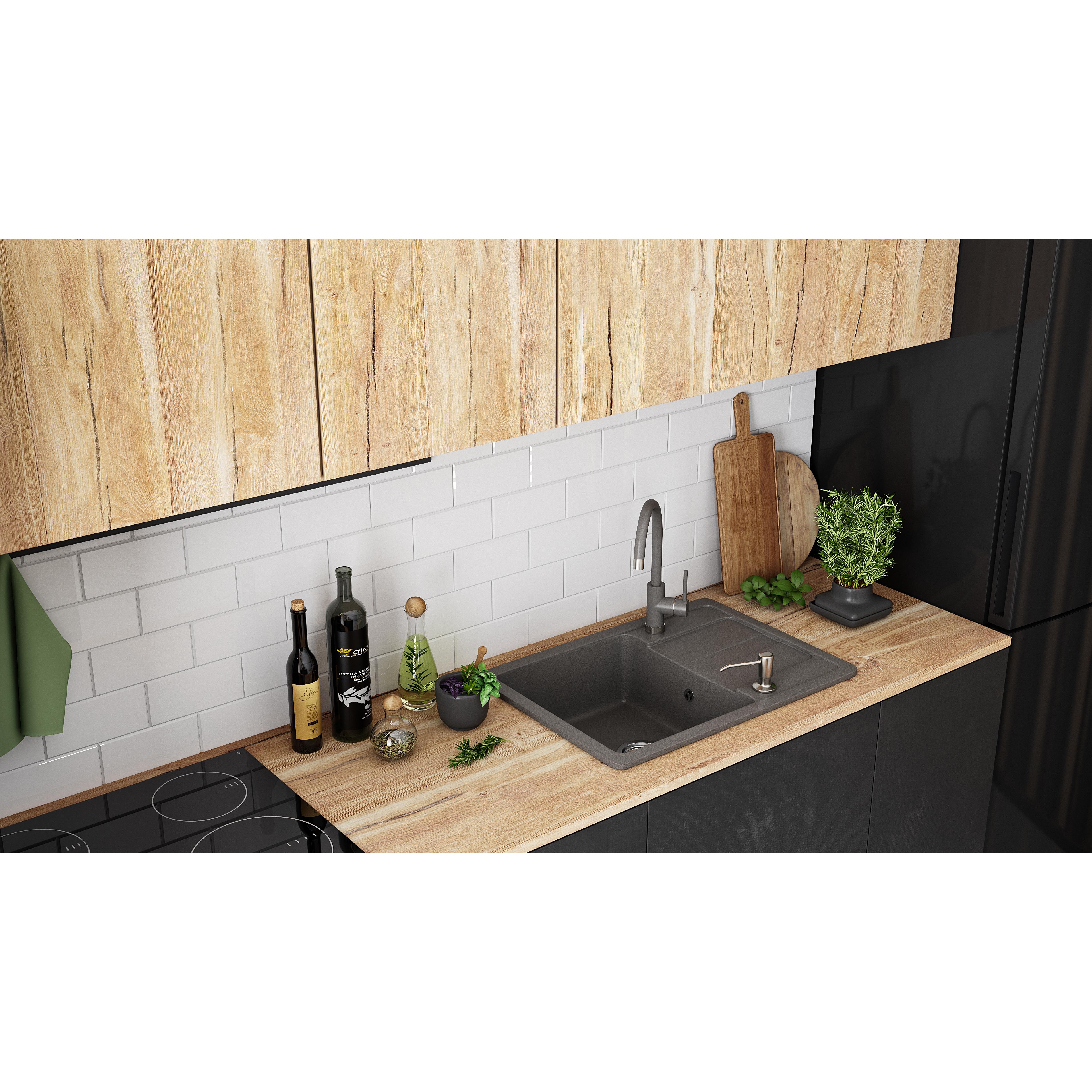 Spülbecken granit Nils Grey set 5in1