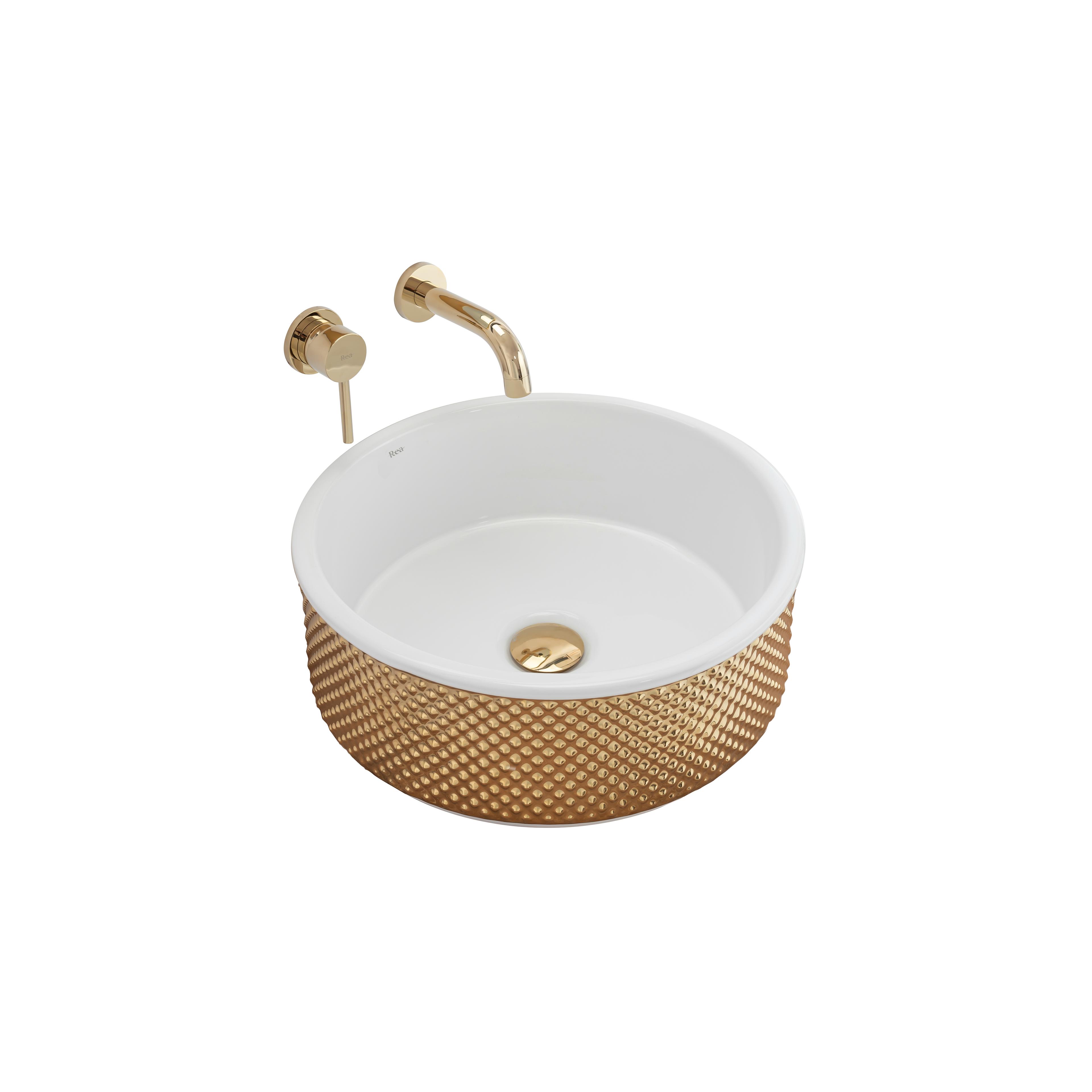 Πάγκος νιπτήρας Rea Helen Gold White 42 x 42 x 16 cm