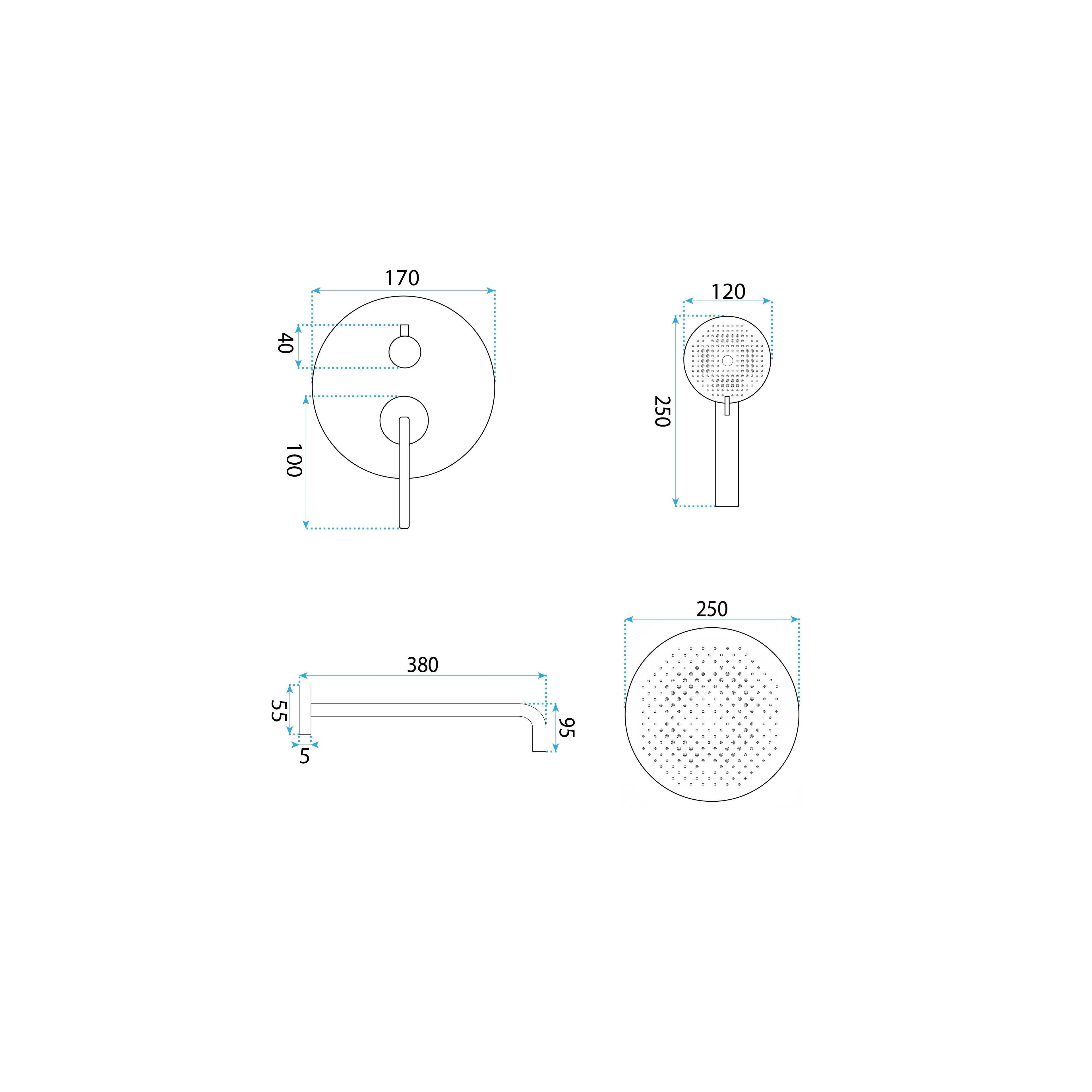 Shower system Rea Grace Brush Copper + BOX