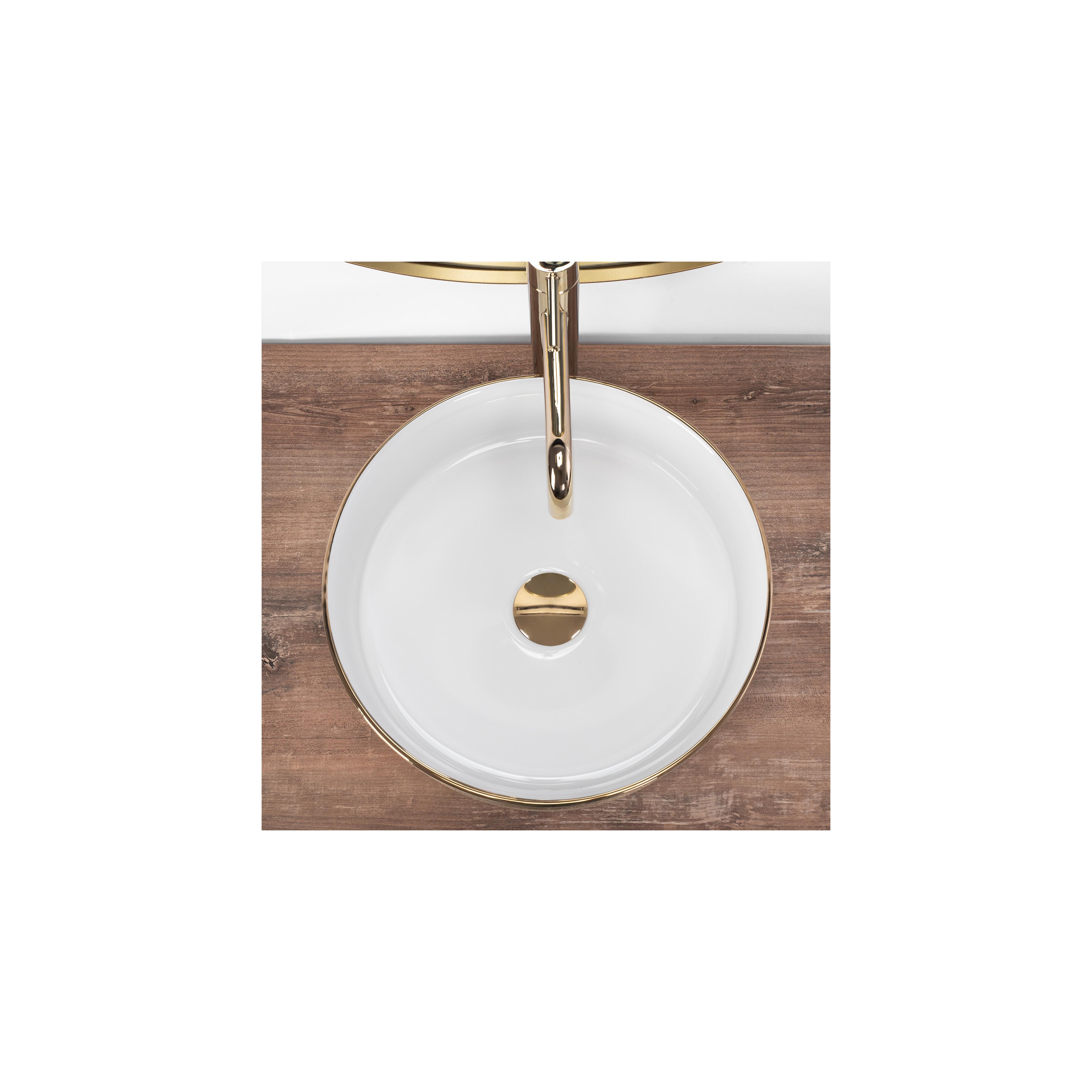 Countertop Basin Rea Sami White Brush Gold
