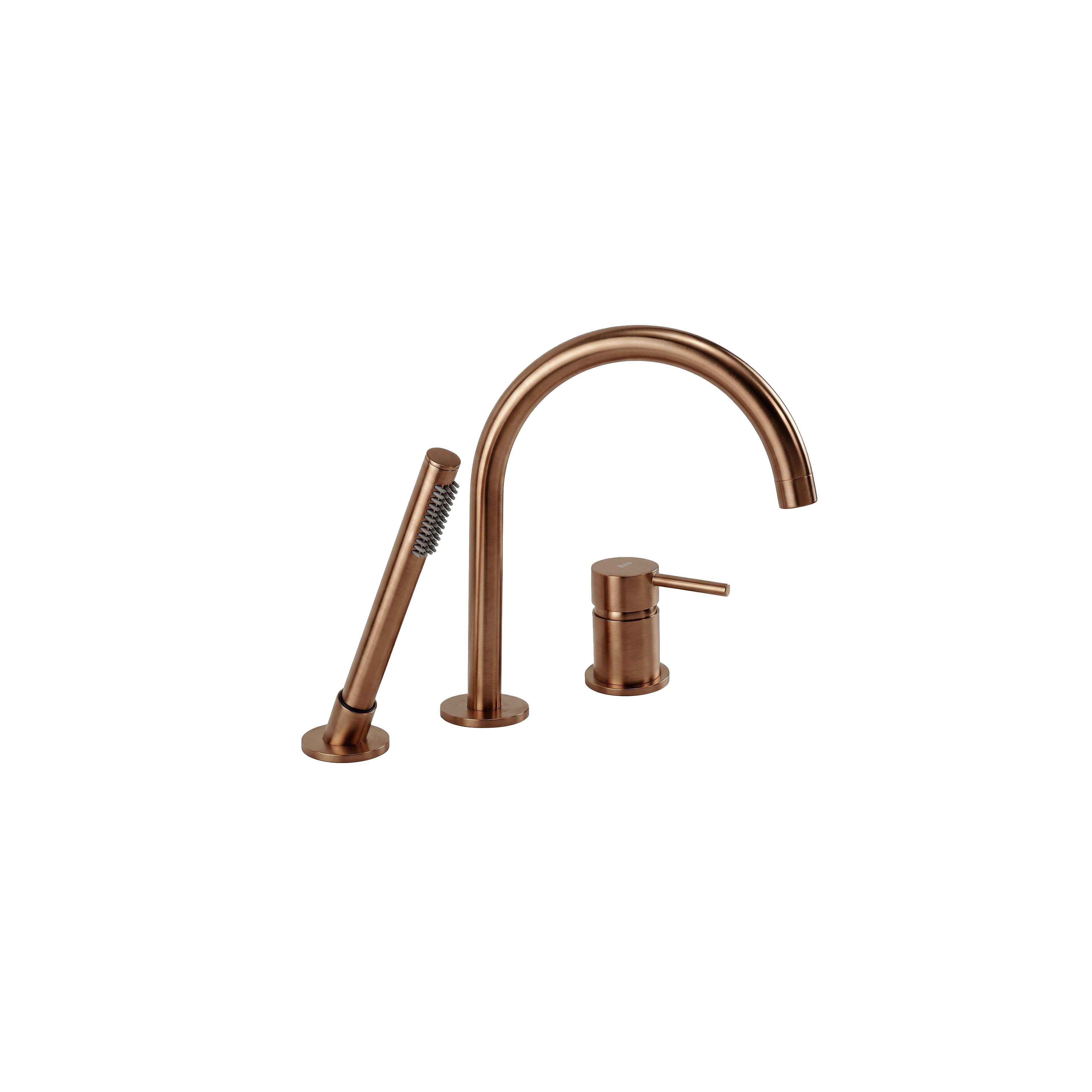 3-Hole Bathtub Faucet Rea Lungo Brush Copper