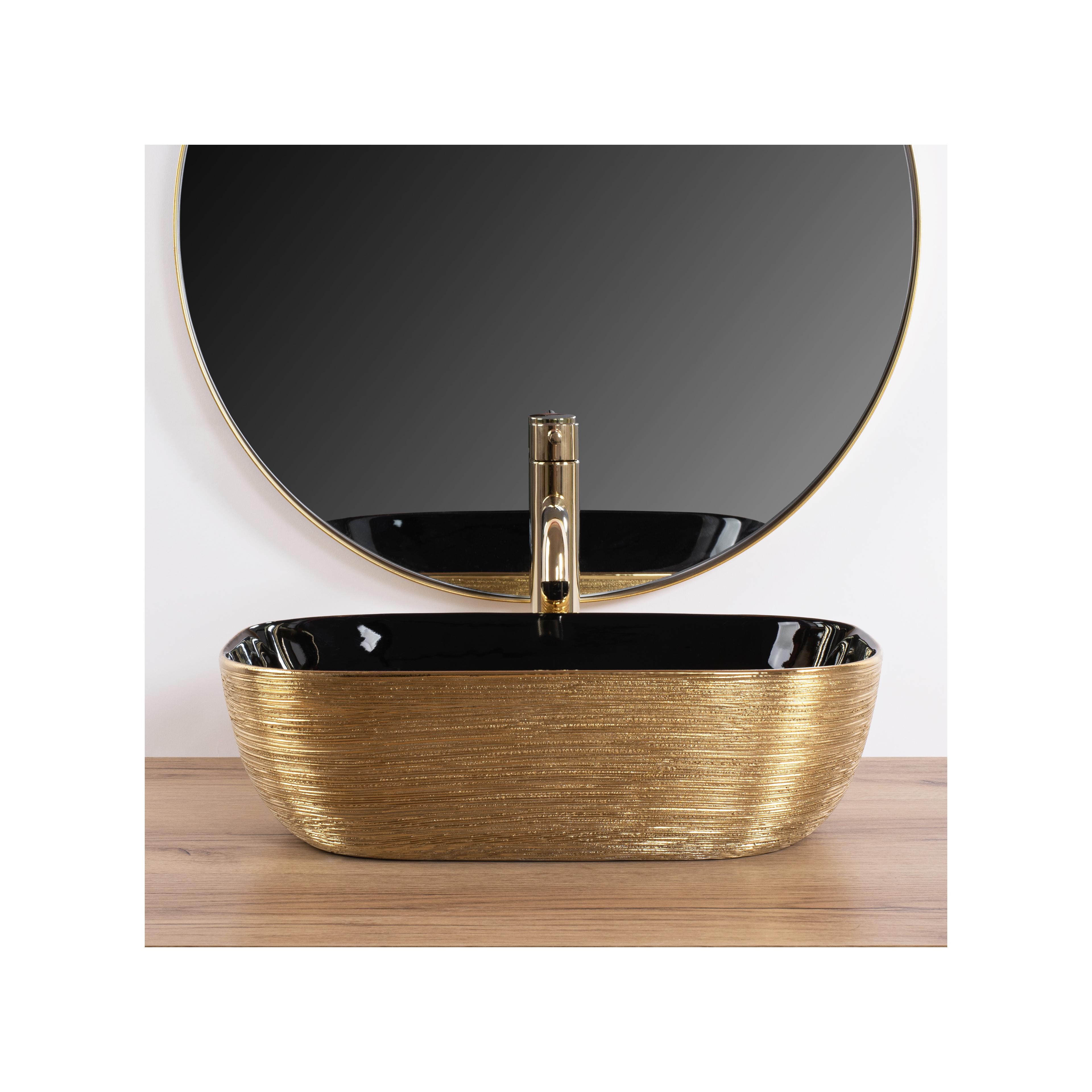 Countertop washbasin Rea Belinda BLACK  BRUSH GOLD