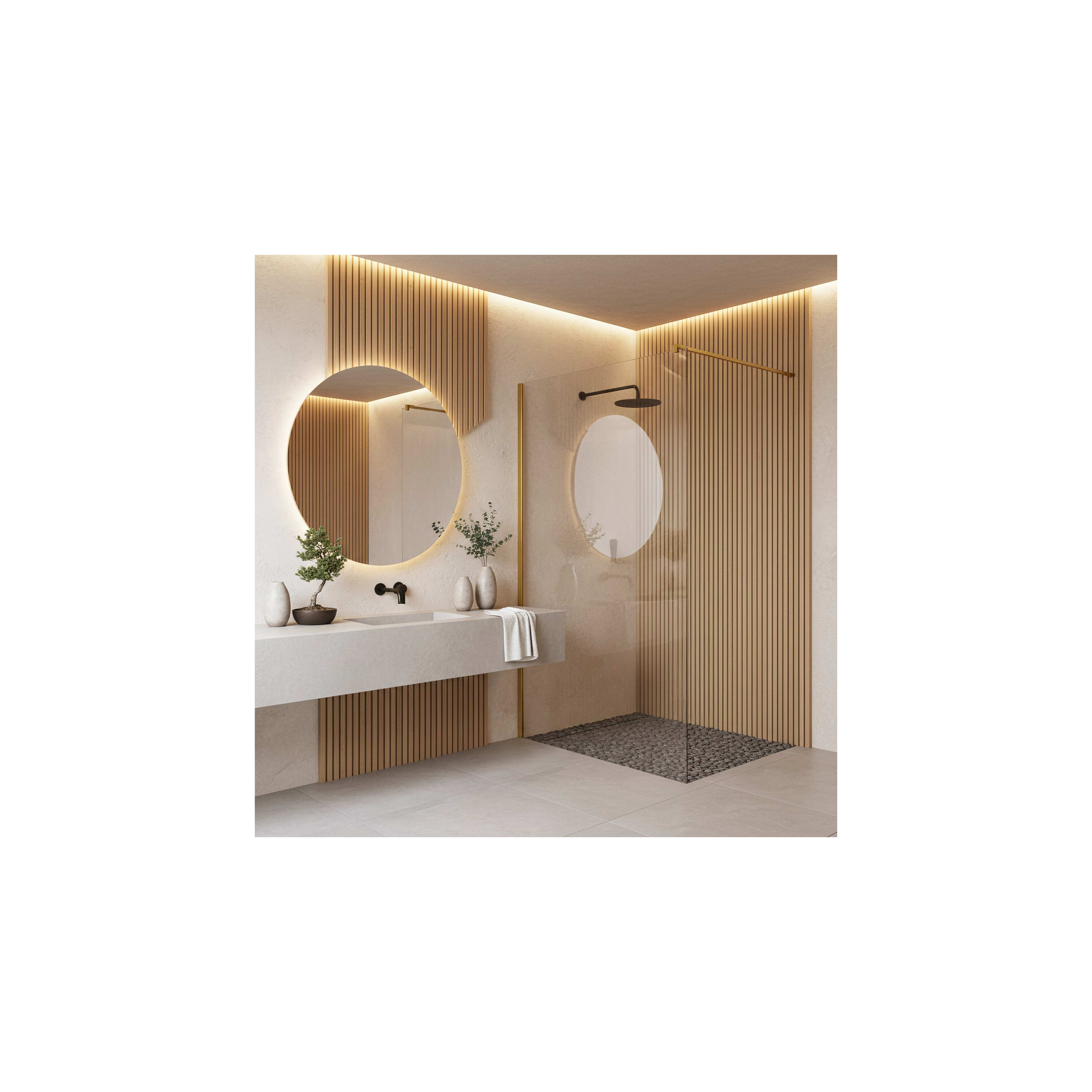 Parete doccia Rea Flexi Transparent / Brush Gold 140