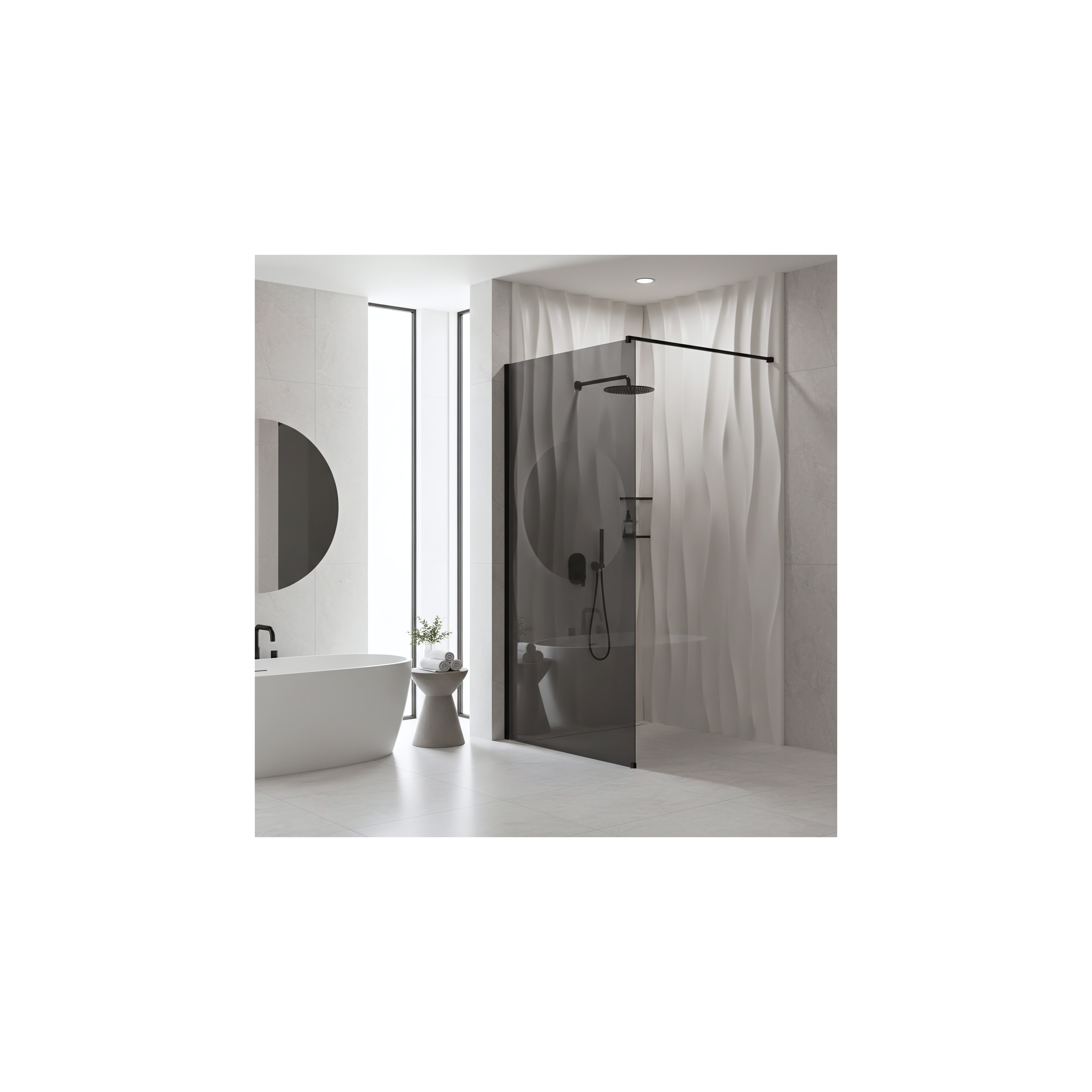 Duschwand Rea Flexi Grey / Black 110