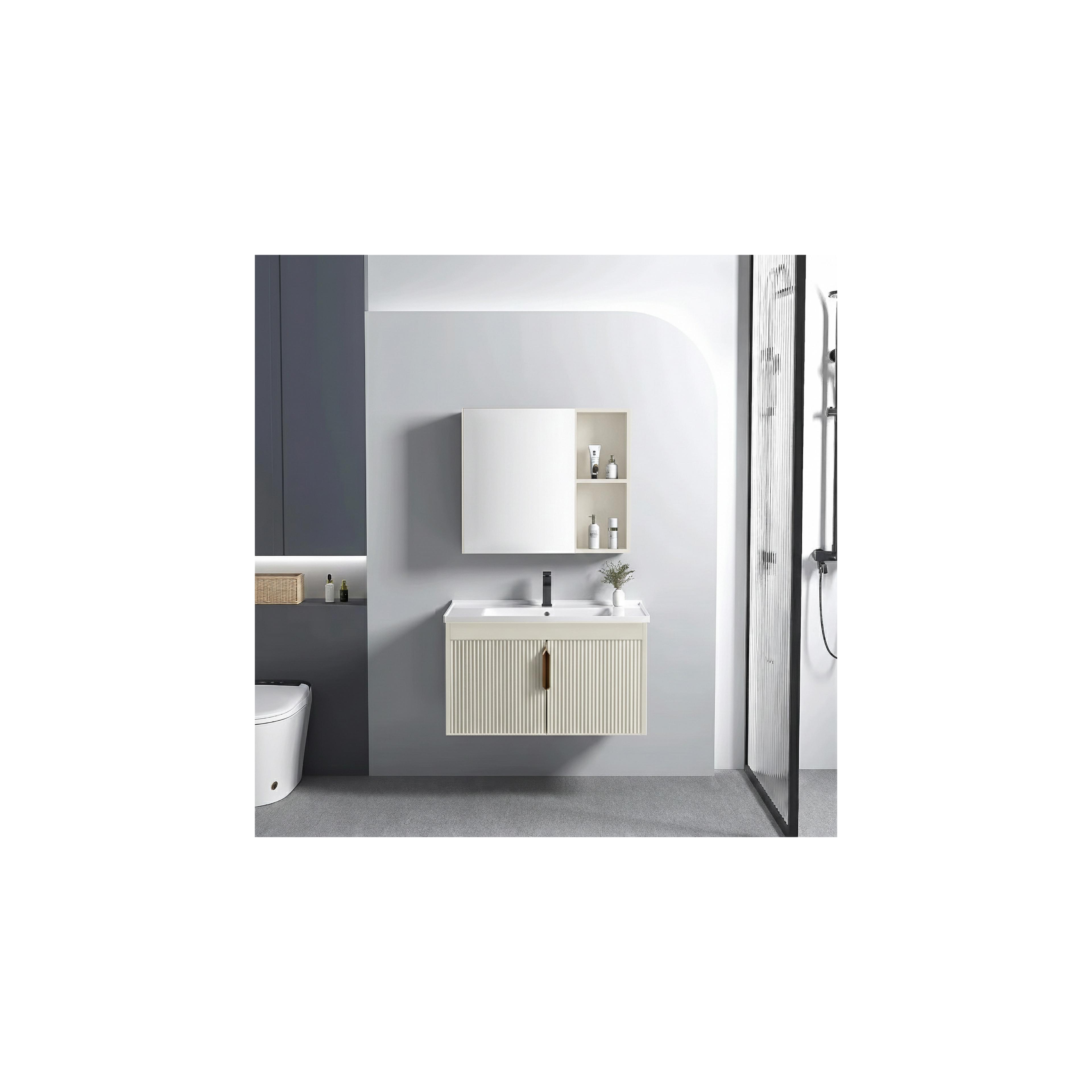 Badezimmermöbel-Set mit Waschbecken Astor 60 cm Beige