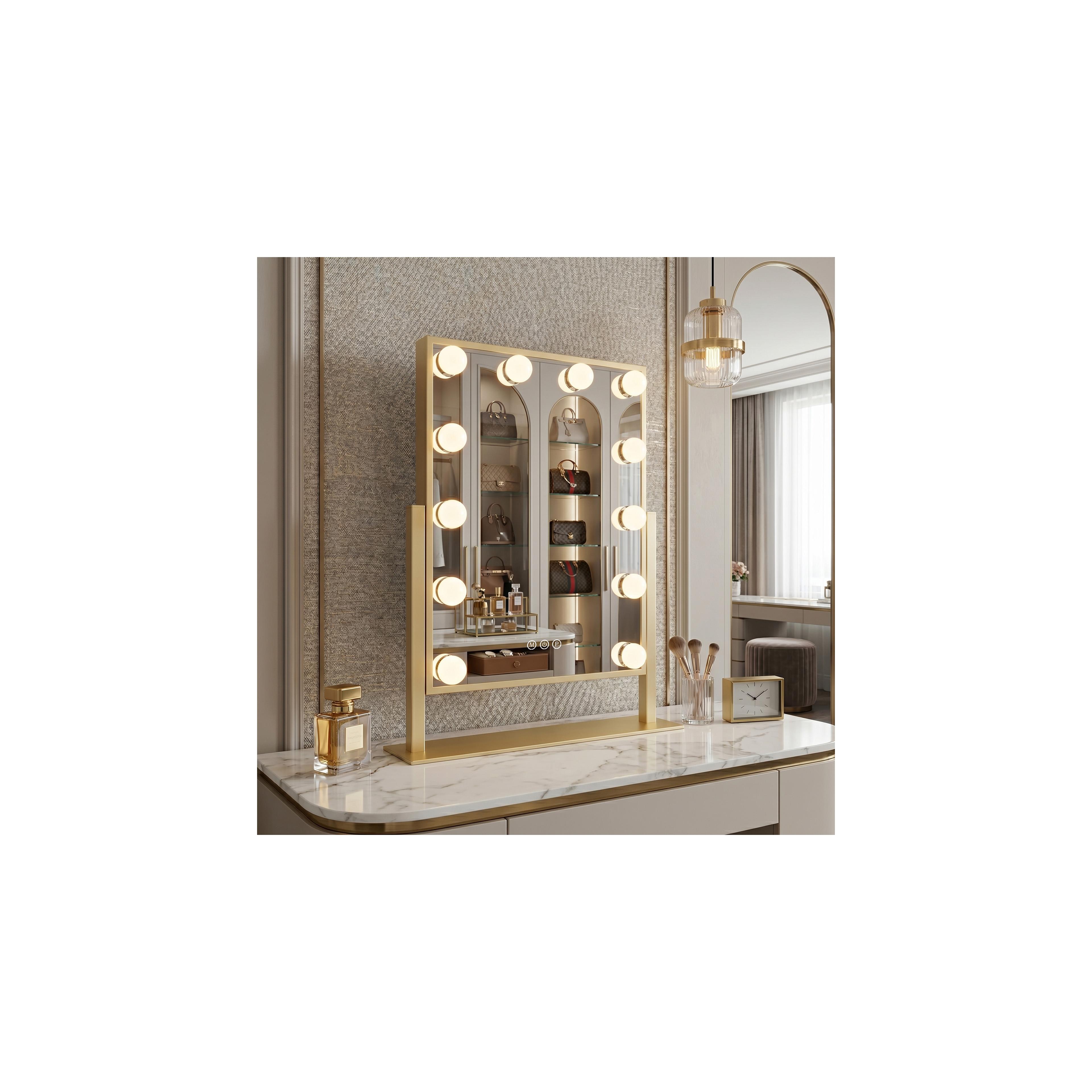 Spiegel LED HOLLYWOOD L.Gold 30x40