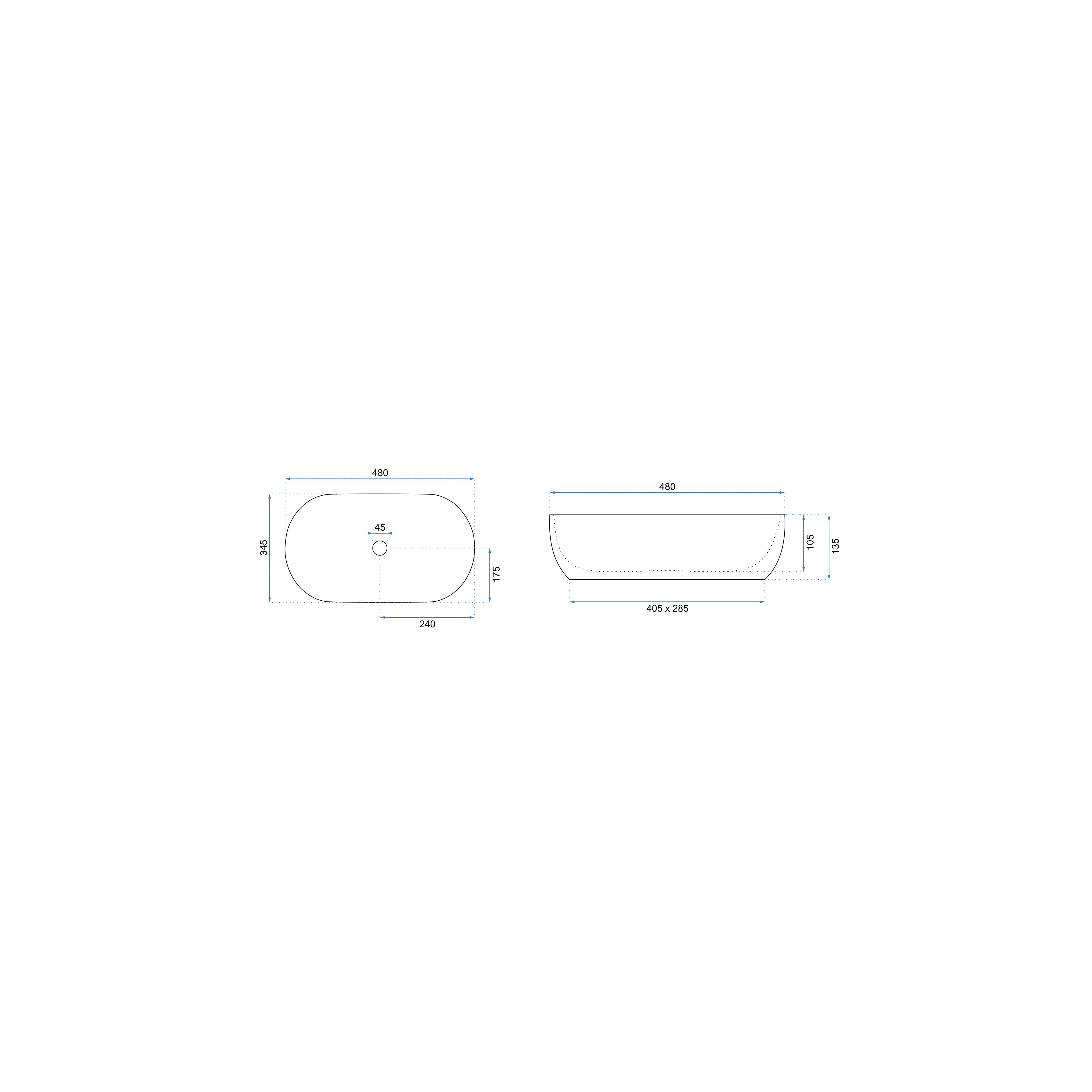 Countertop Basin Rea Amelia 48
