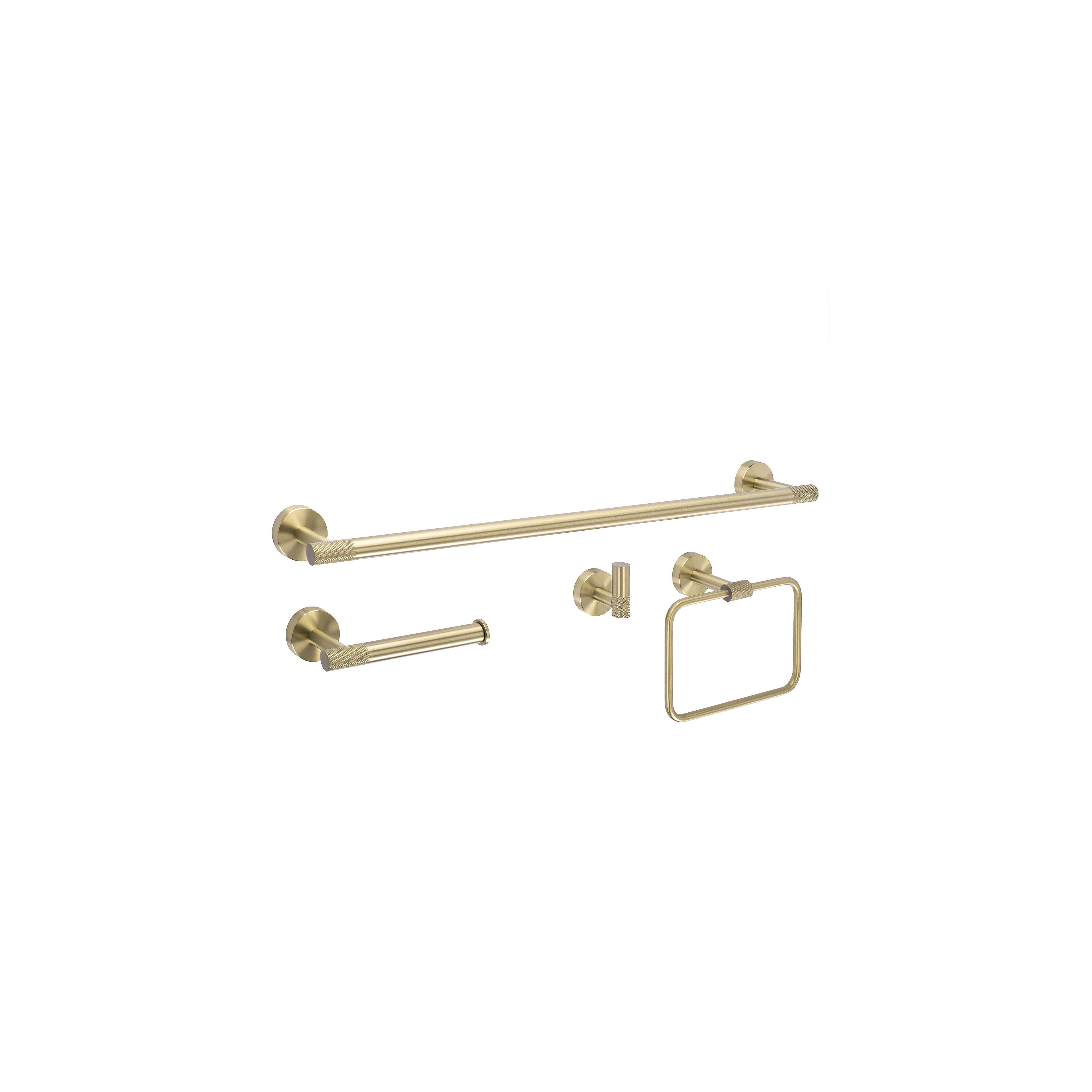 Badezimmer-Accessoire-Set GRID Brush Gold 4-teilig