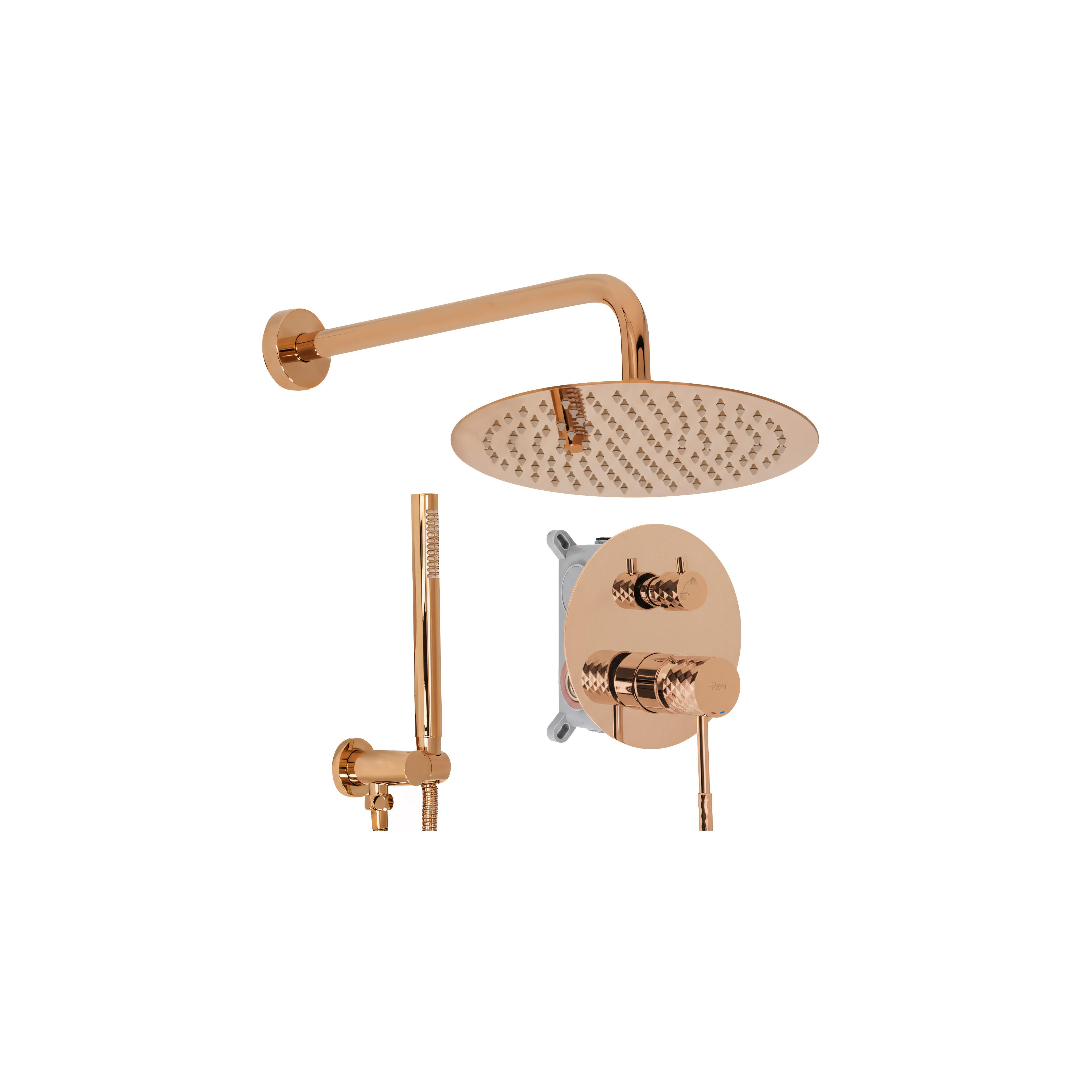 Inbyggd duschset Rea Lungo Diamond Koppar + BOX