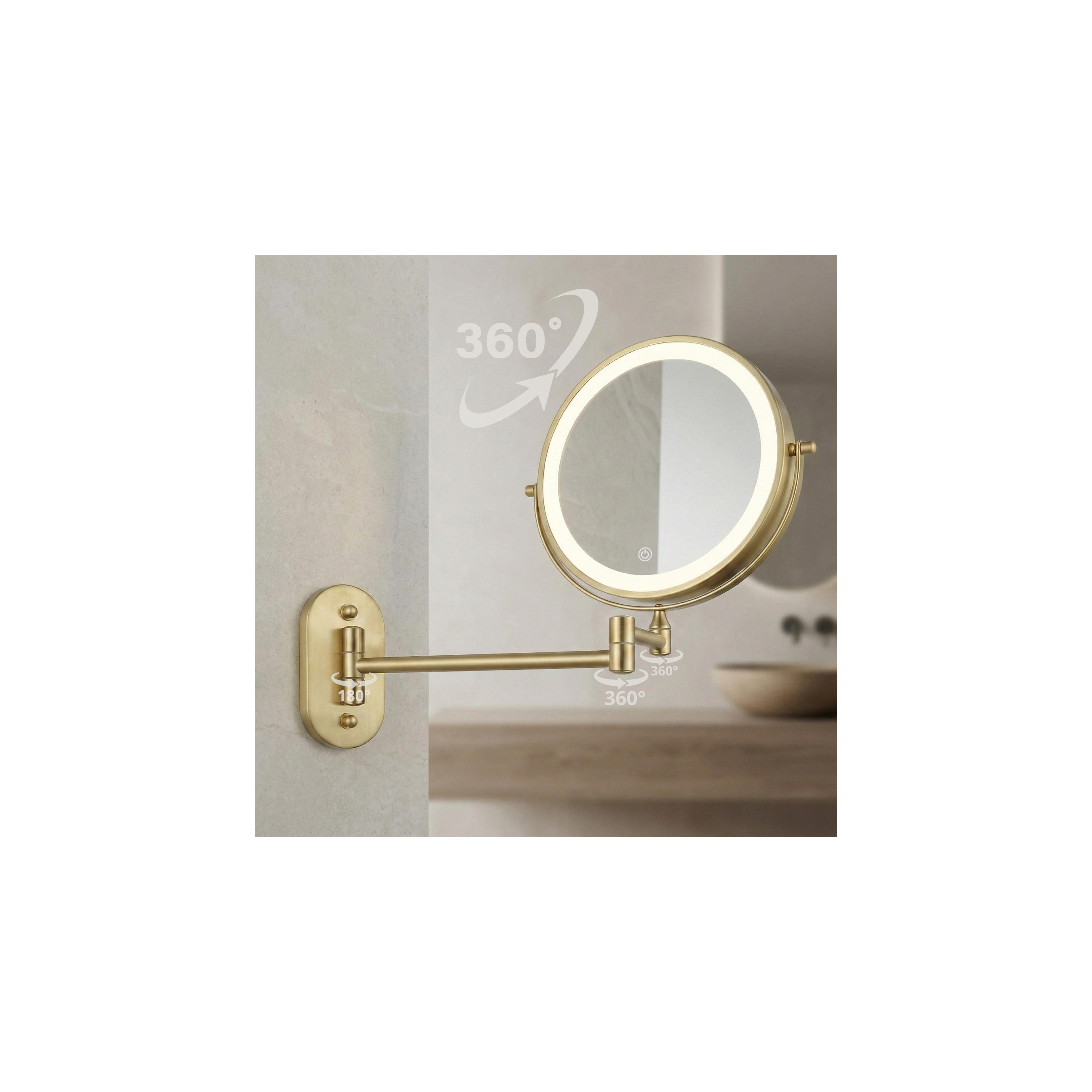 Mirror LED Glow Brush Gold