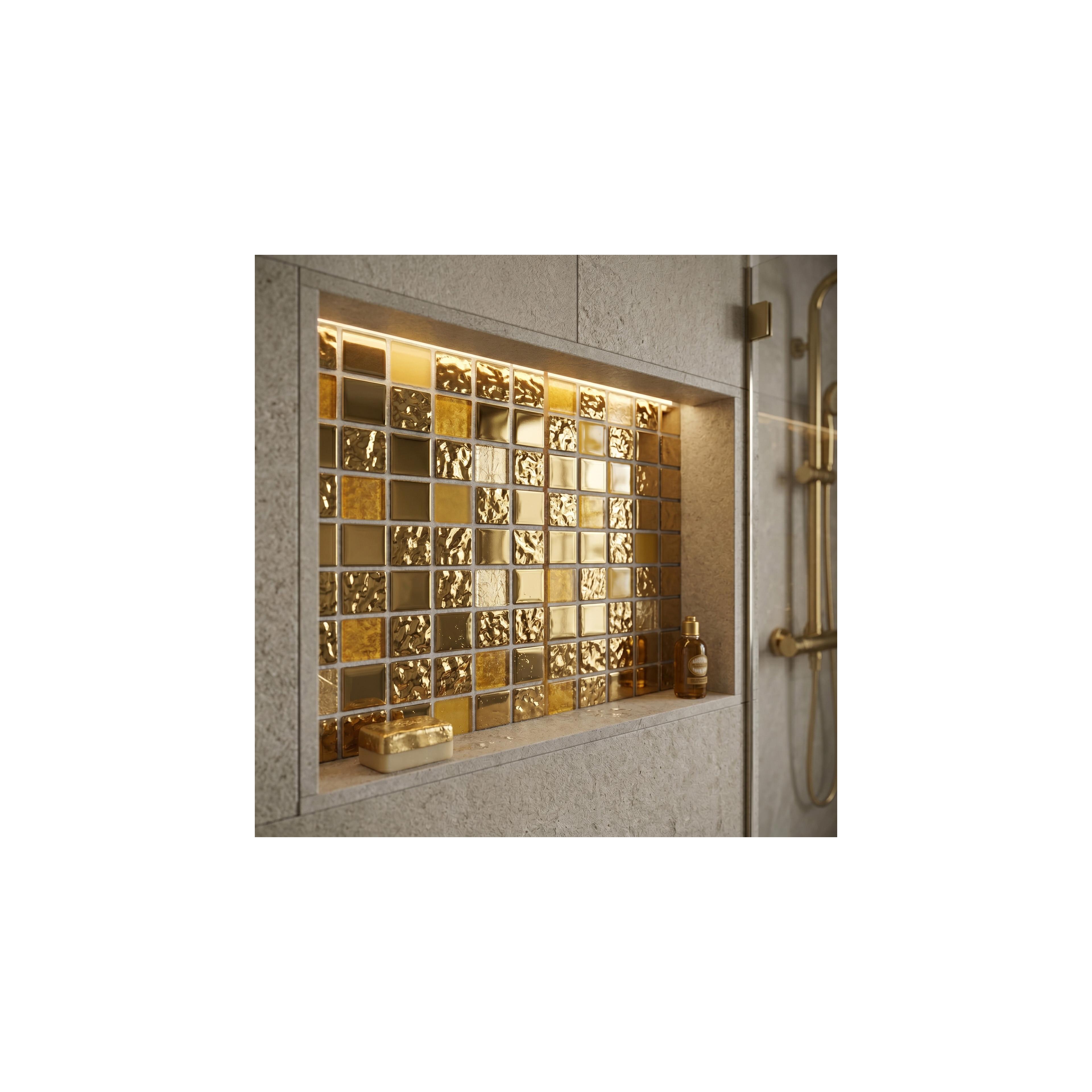 Mosaik Dekor P14016 30x30cm Gold Glass