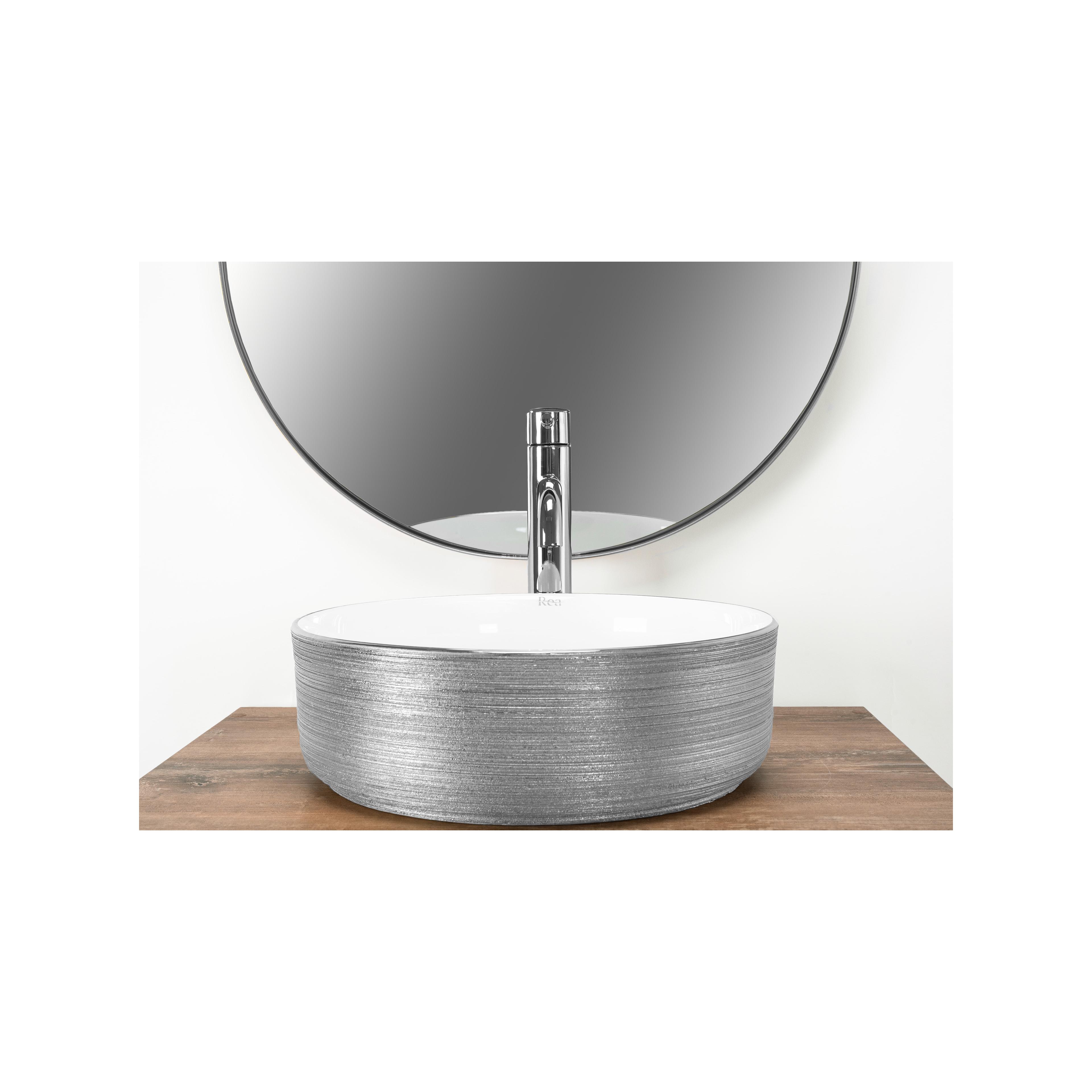 Aufsatzwaschbecken Rea Sami Brush Silver