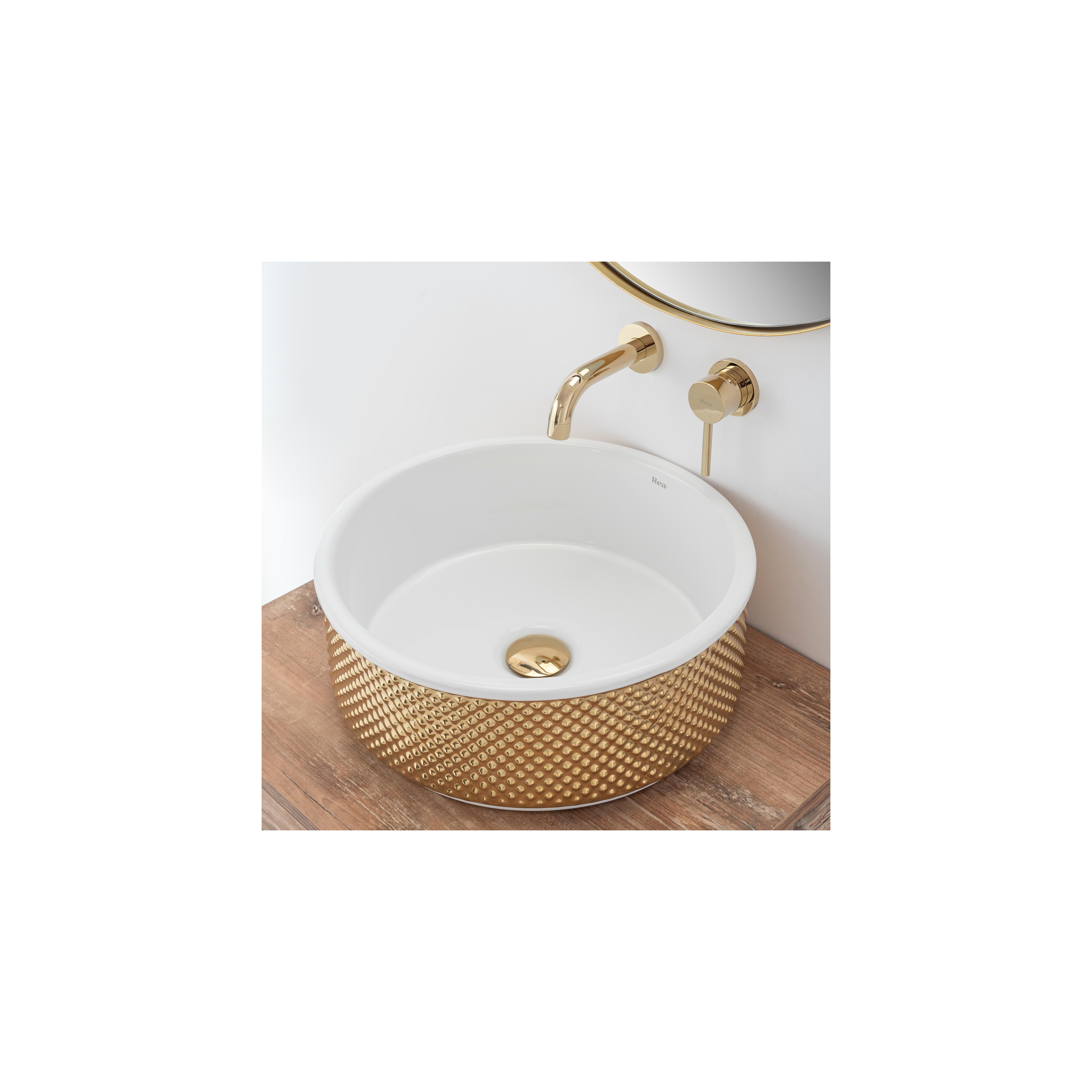 Πάγκος νιπτήρας Rea Helen Gold White 42 x 42 x 16 cm