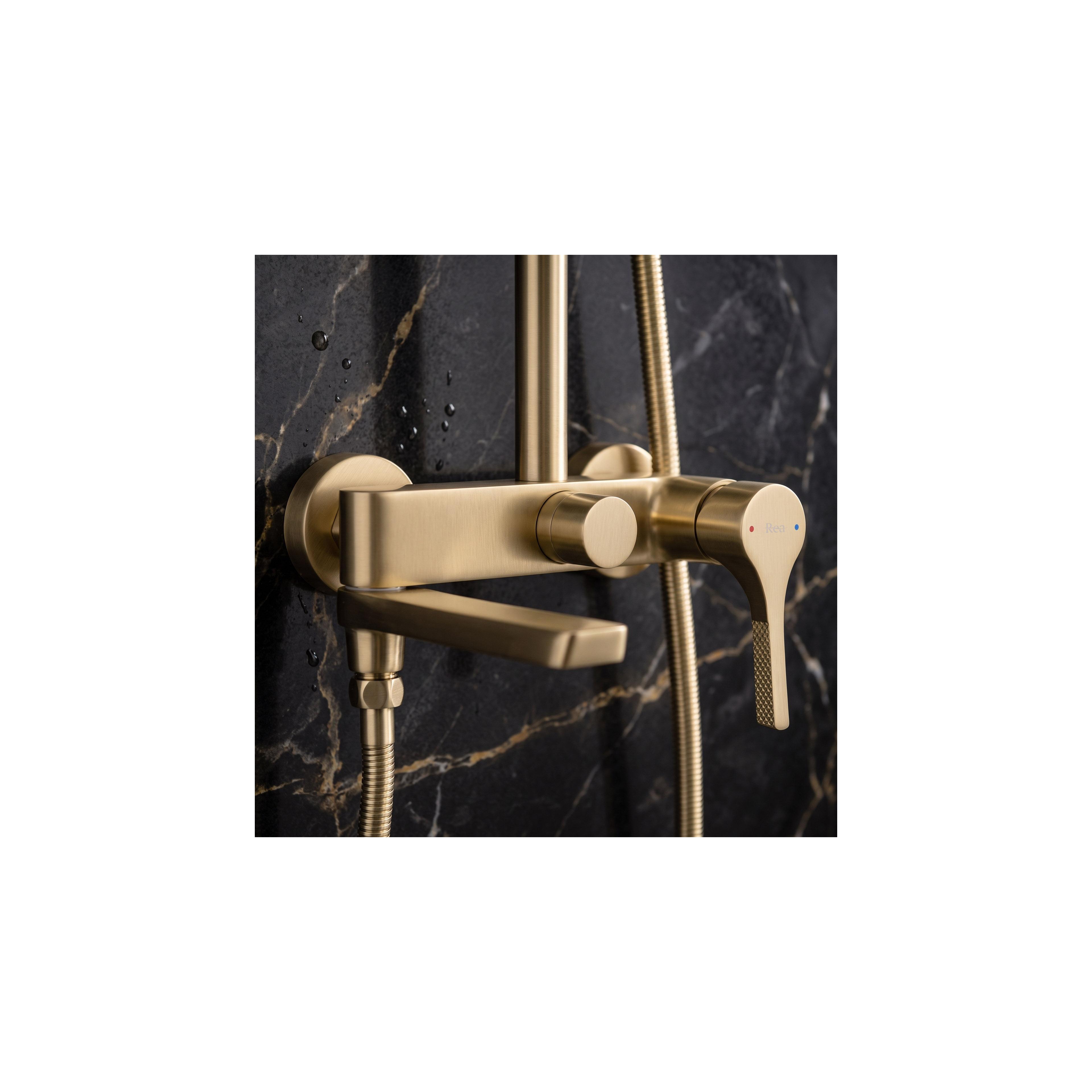 Duschgarnitur PREMIUM Rea Maxim Brush Gold