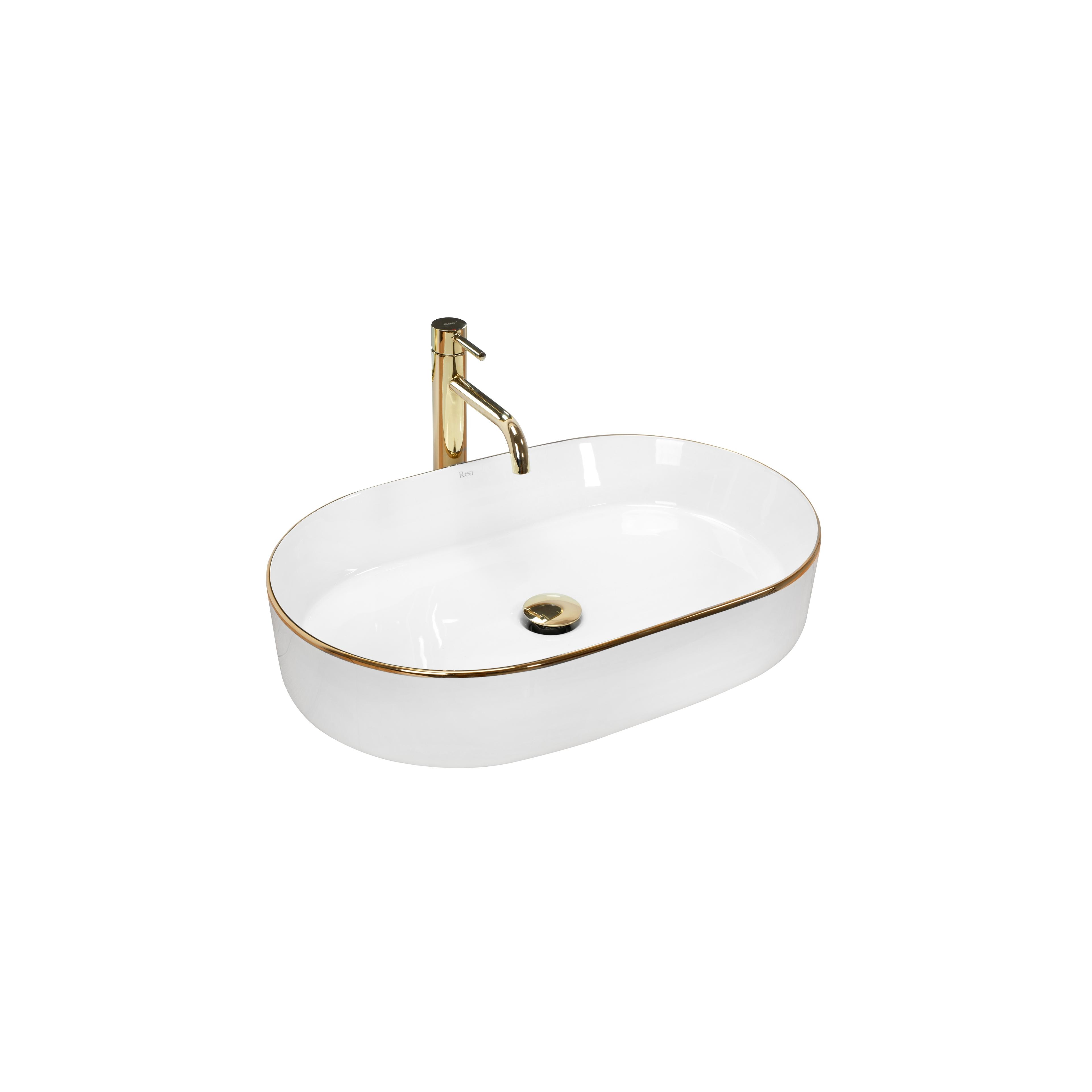 Aufsatzwaschbecken Rea Nadia white Gold edge
