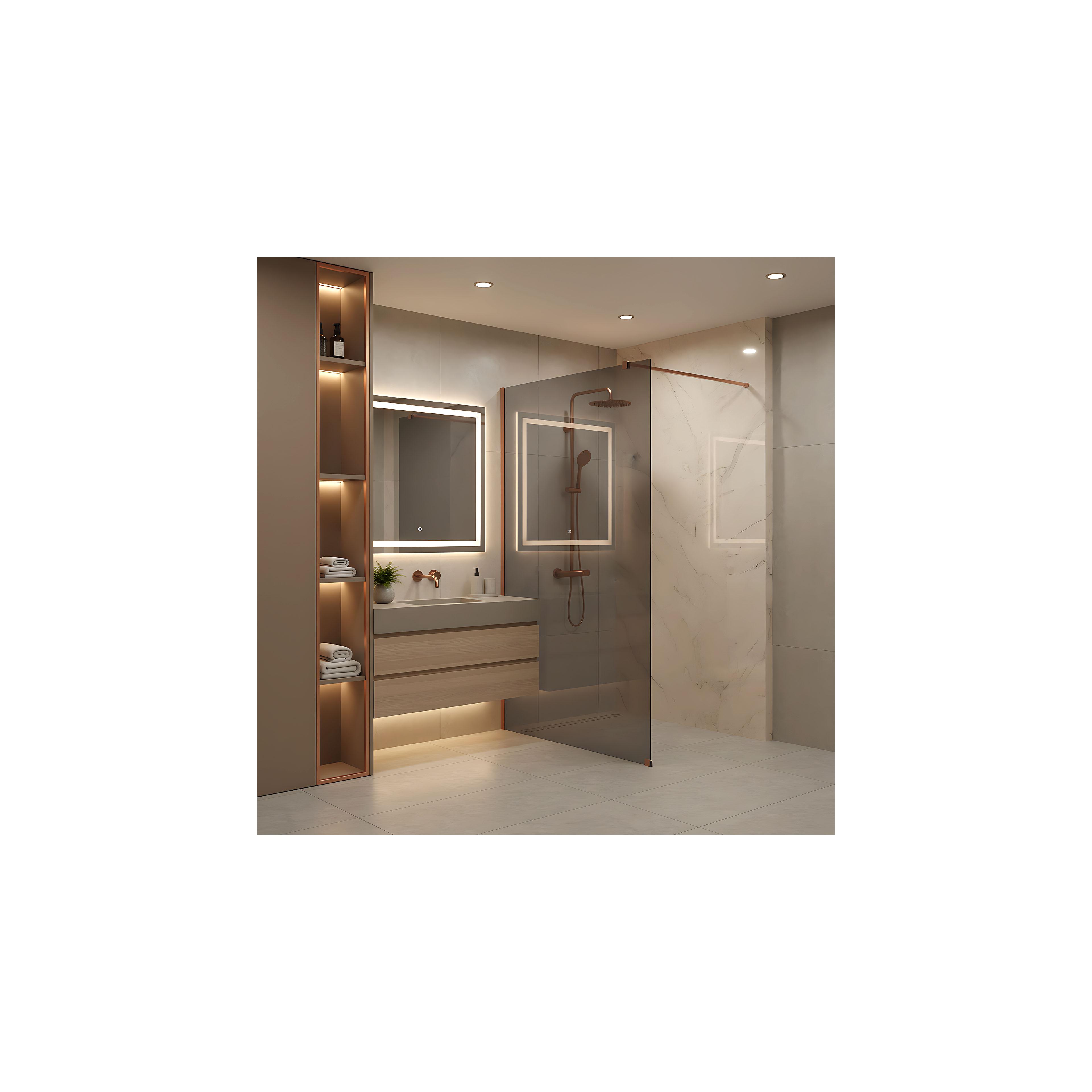 Duschwand Rea Flexi Grey / Brush Copper 80