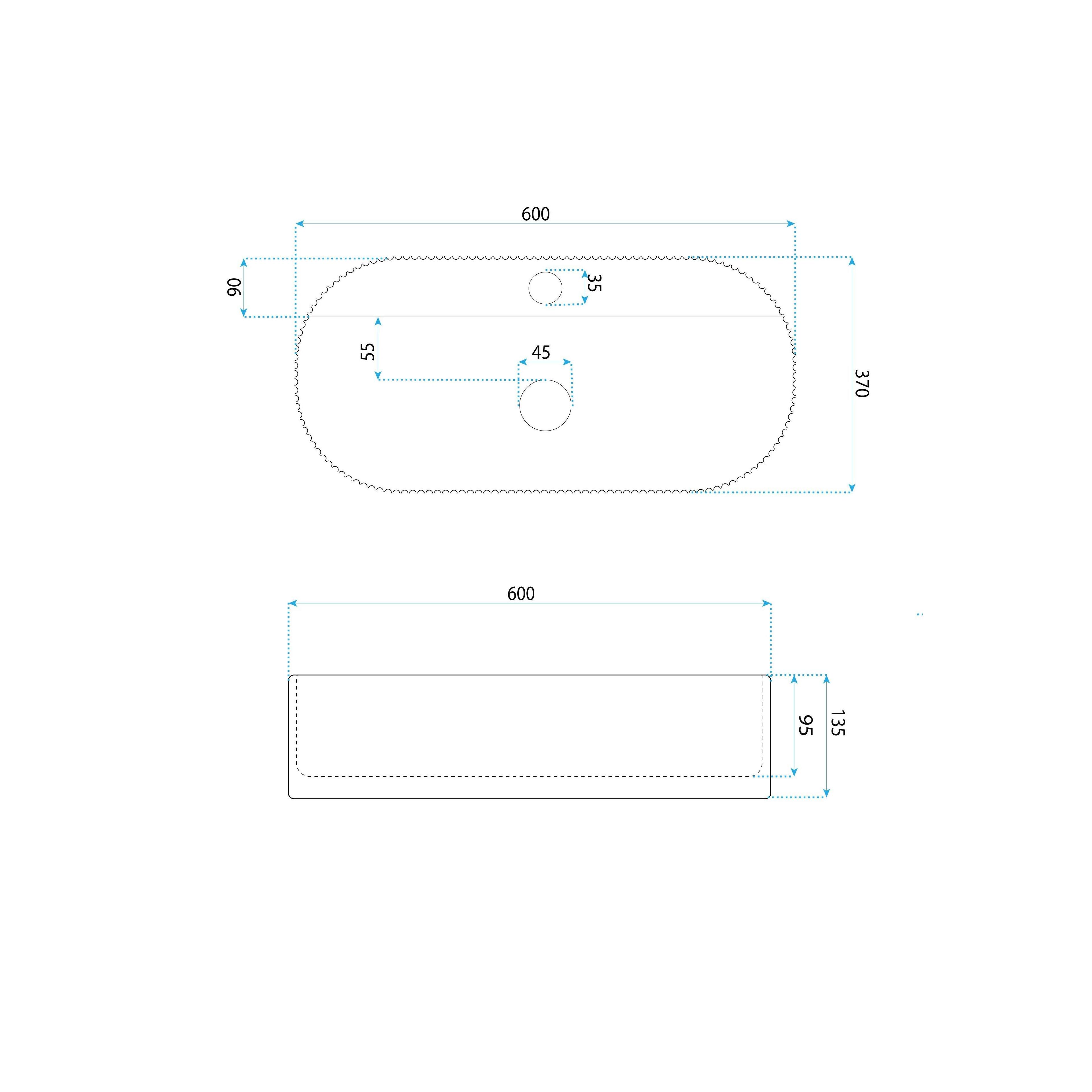 Countertop washbasin Rea Marcela 60 Saturn