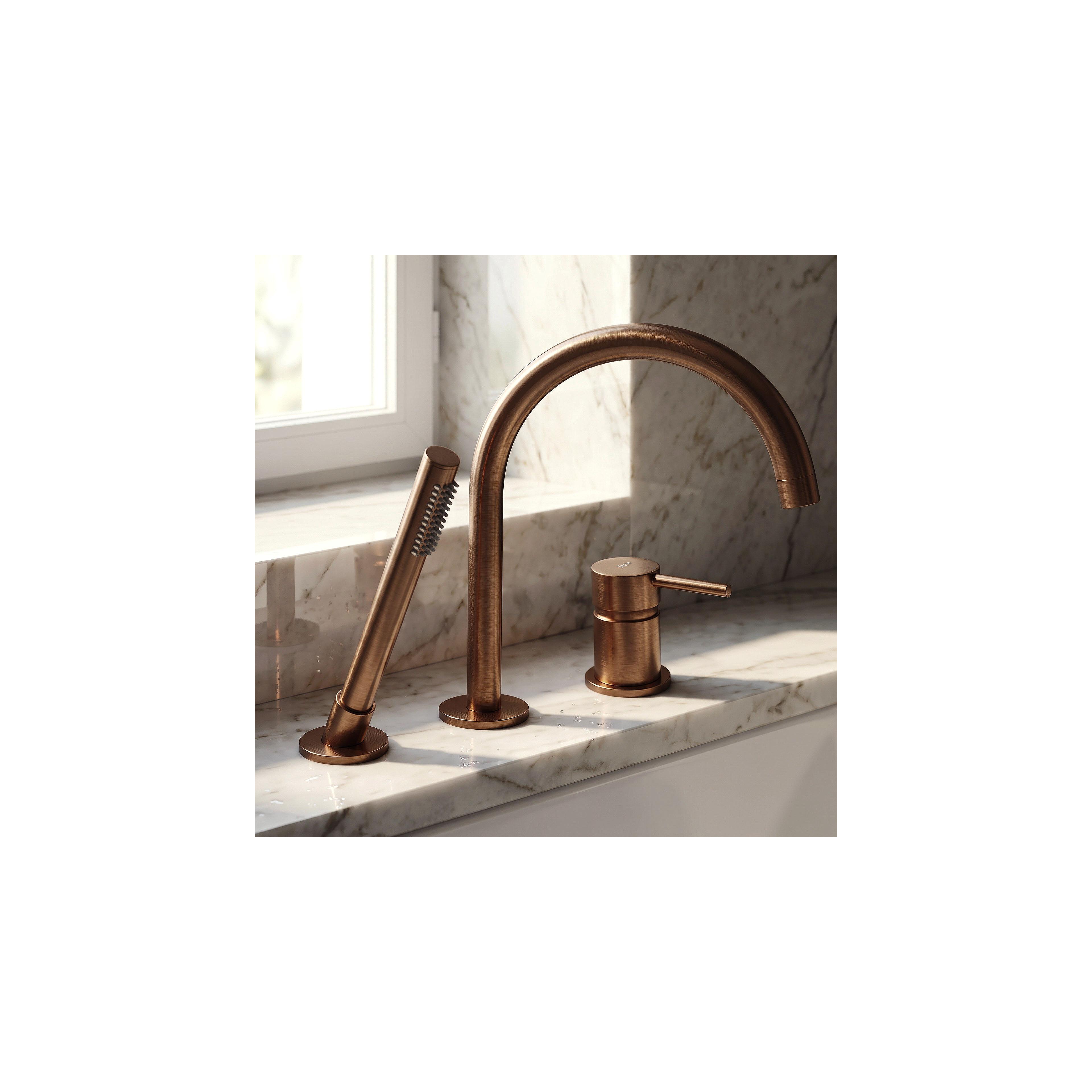 3-Hole Bathtub Faucet Rea Lungo Brush Copper