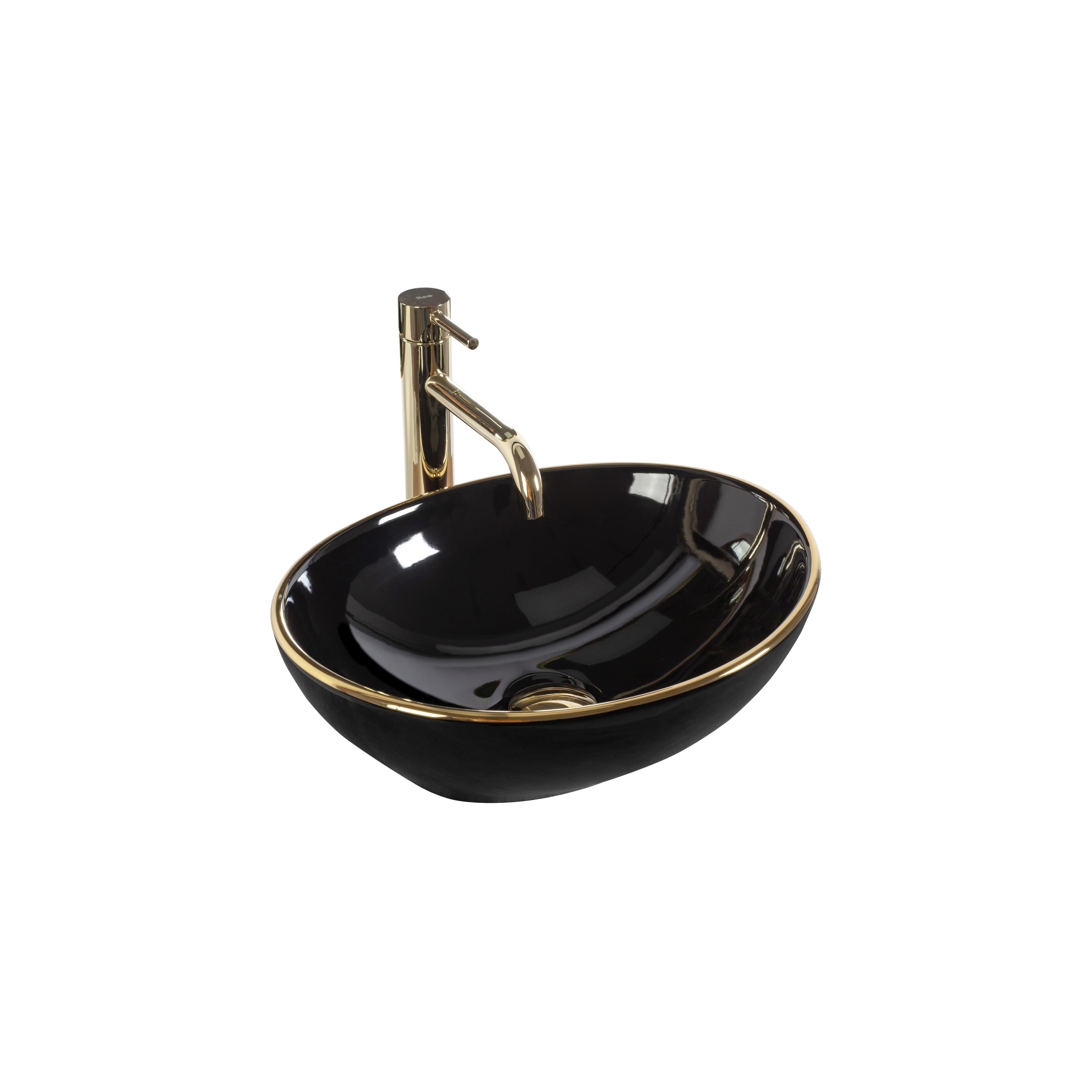 Countertop washbasin Rea Sofia Black Gold Edge