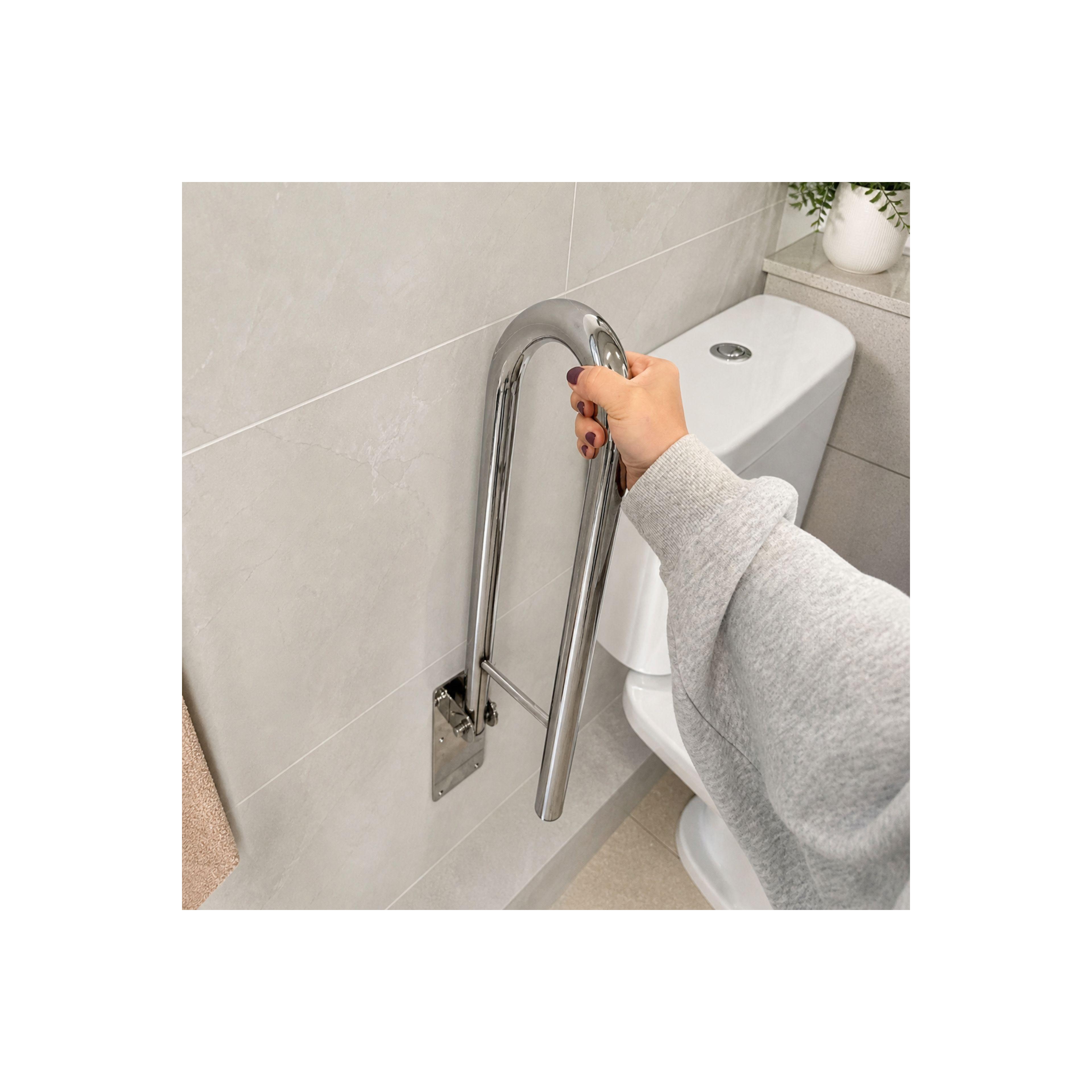 Folding bathroom grab bar Chrome