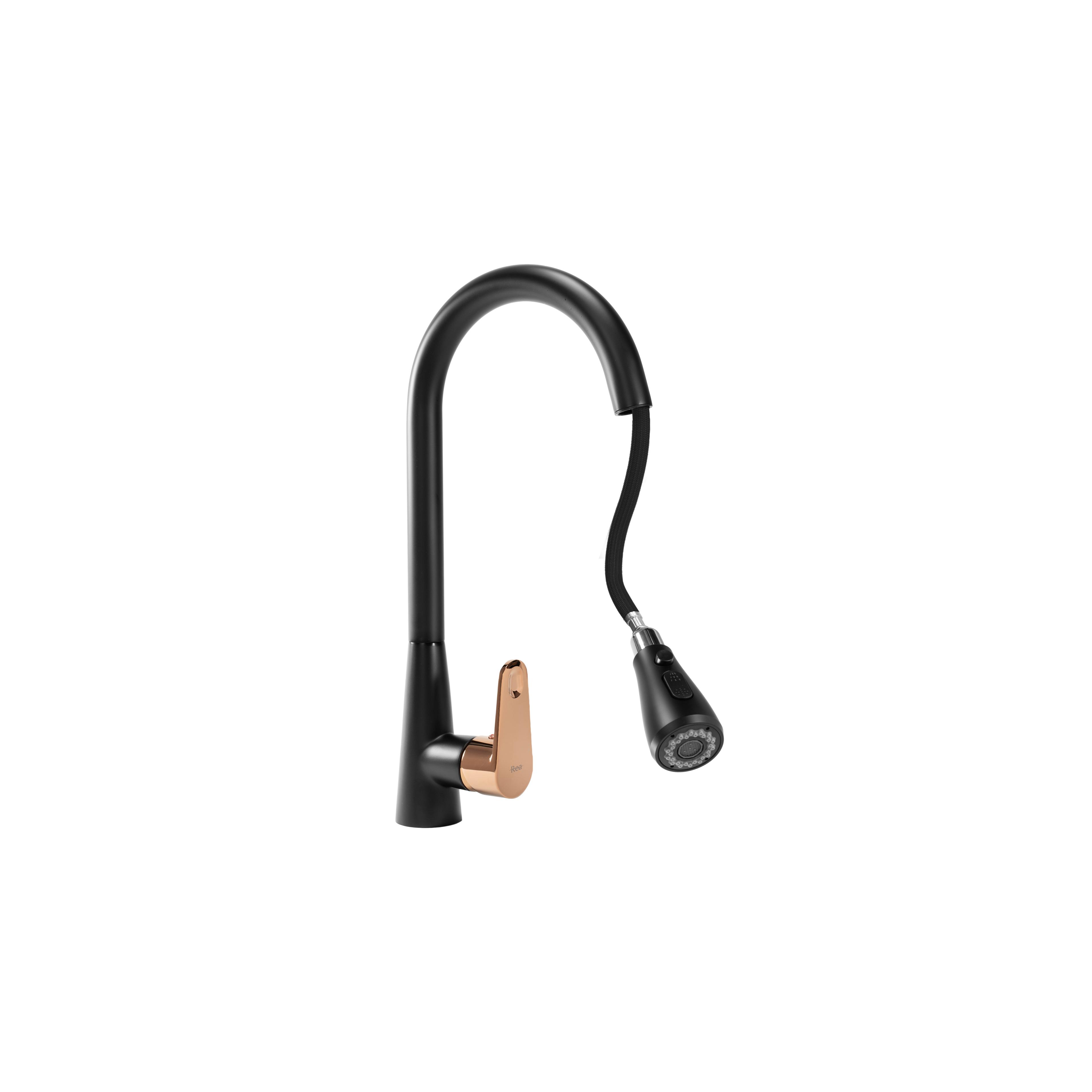 Küchearmatur Rea Mild black mat rose gold