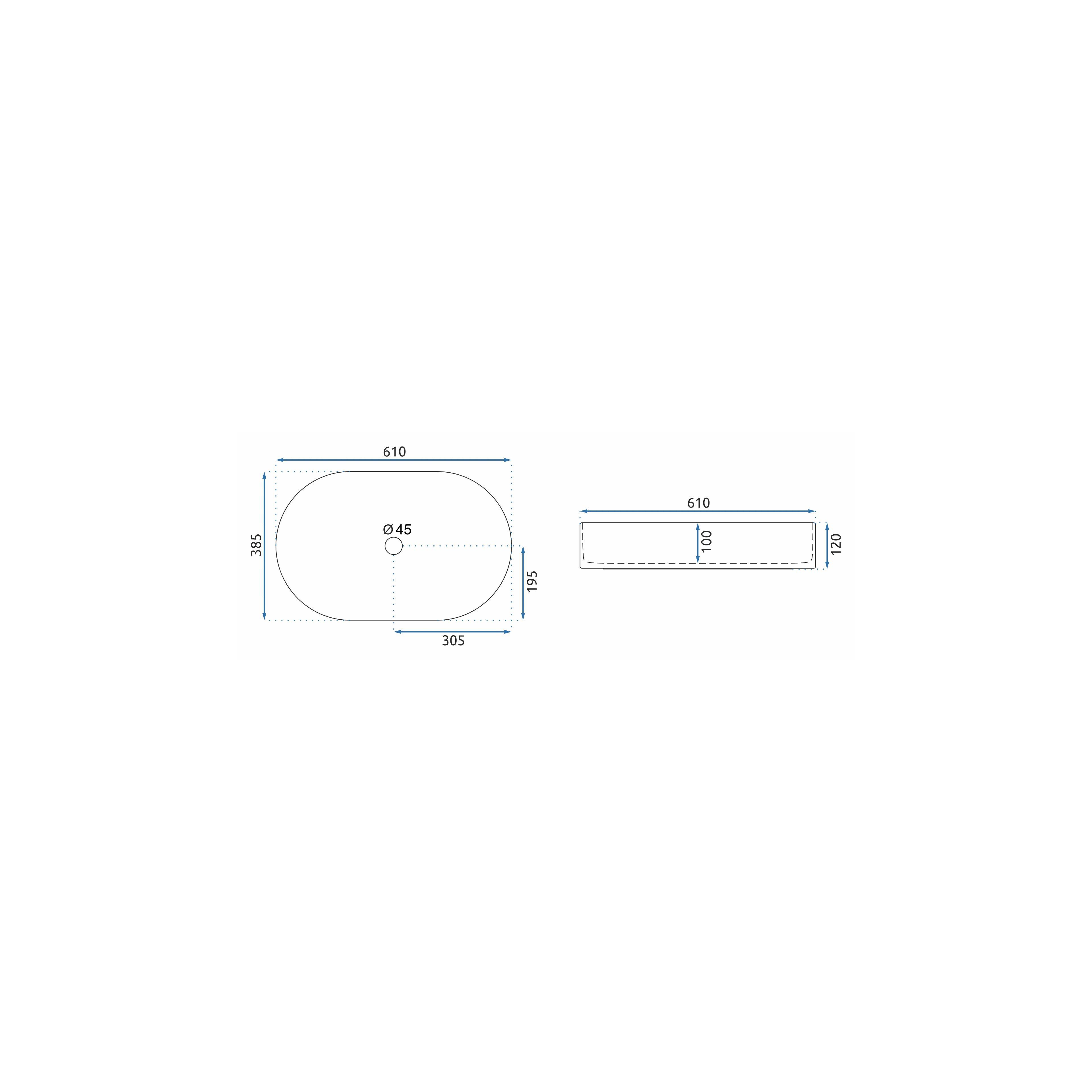 Ceramic Countertop Basin Rea Nadia 60