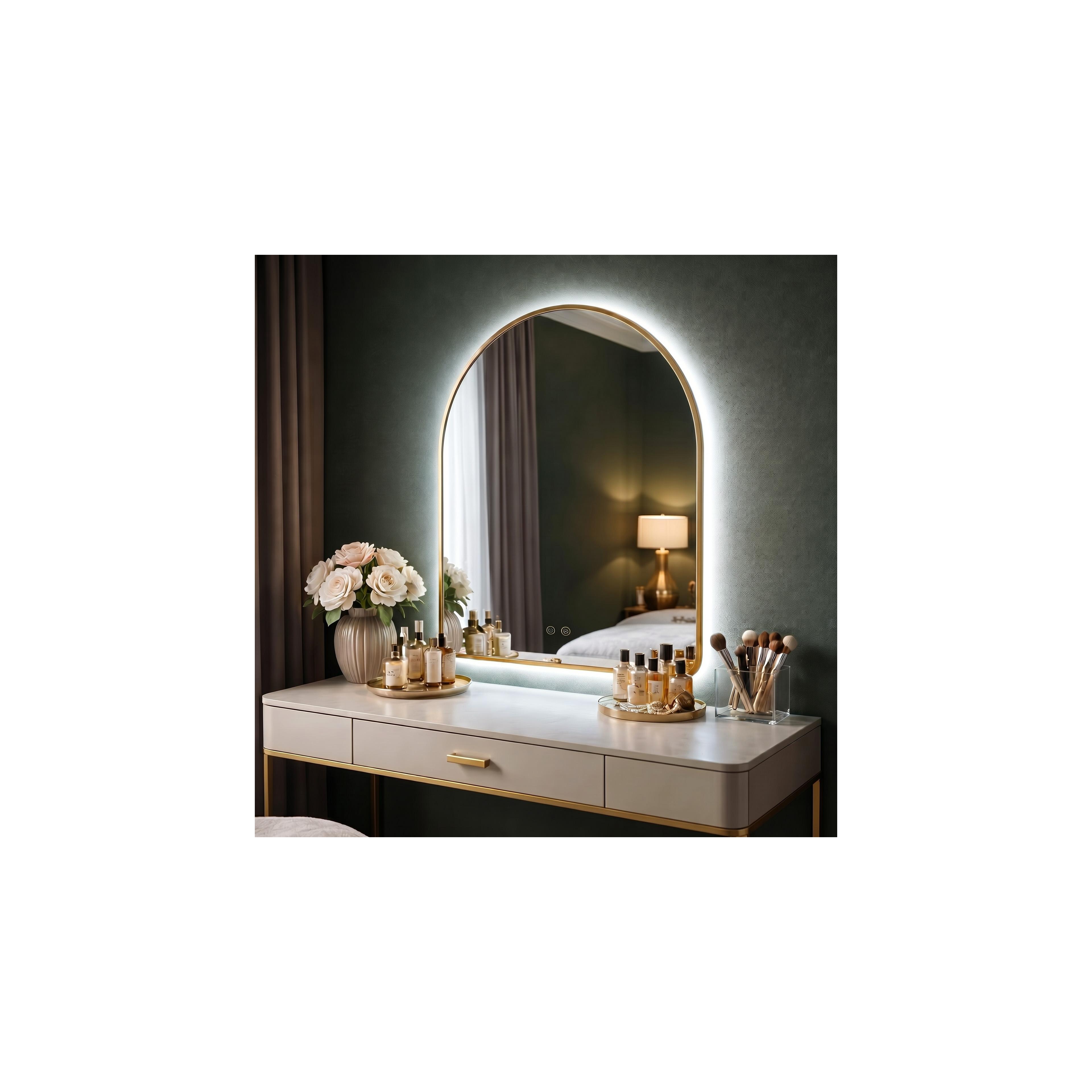 Stensko ogledalo LED 80x60cm CAMLOT Brush Gold