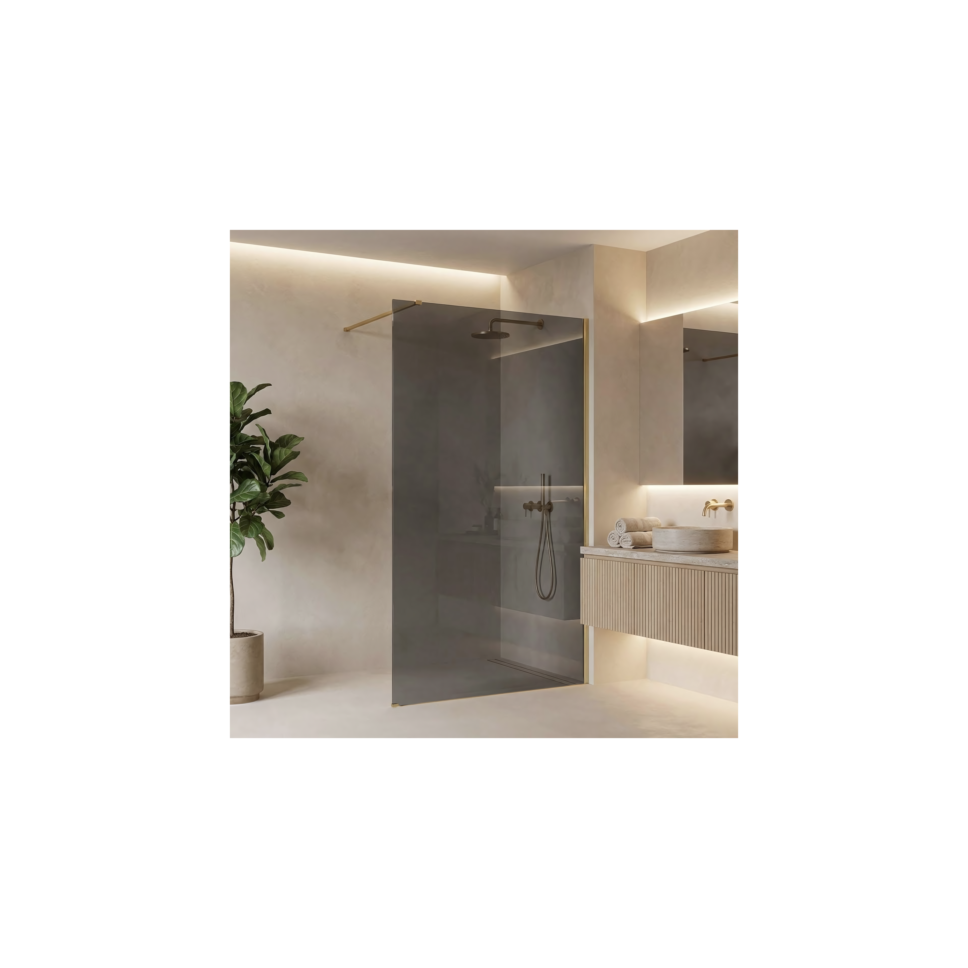 Duschwand Rea Flexi Grey / Brush Gold 140
