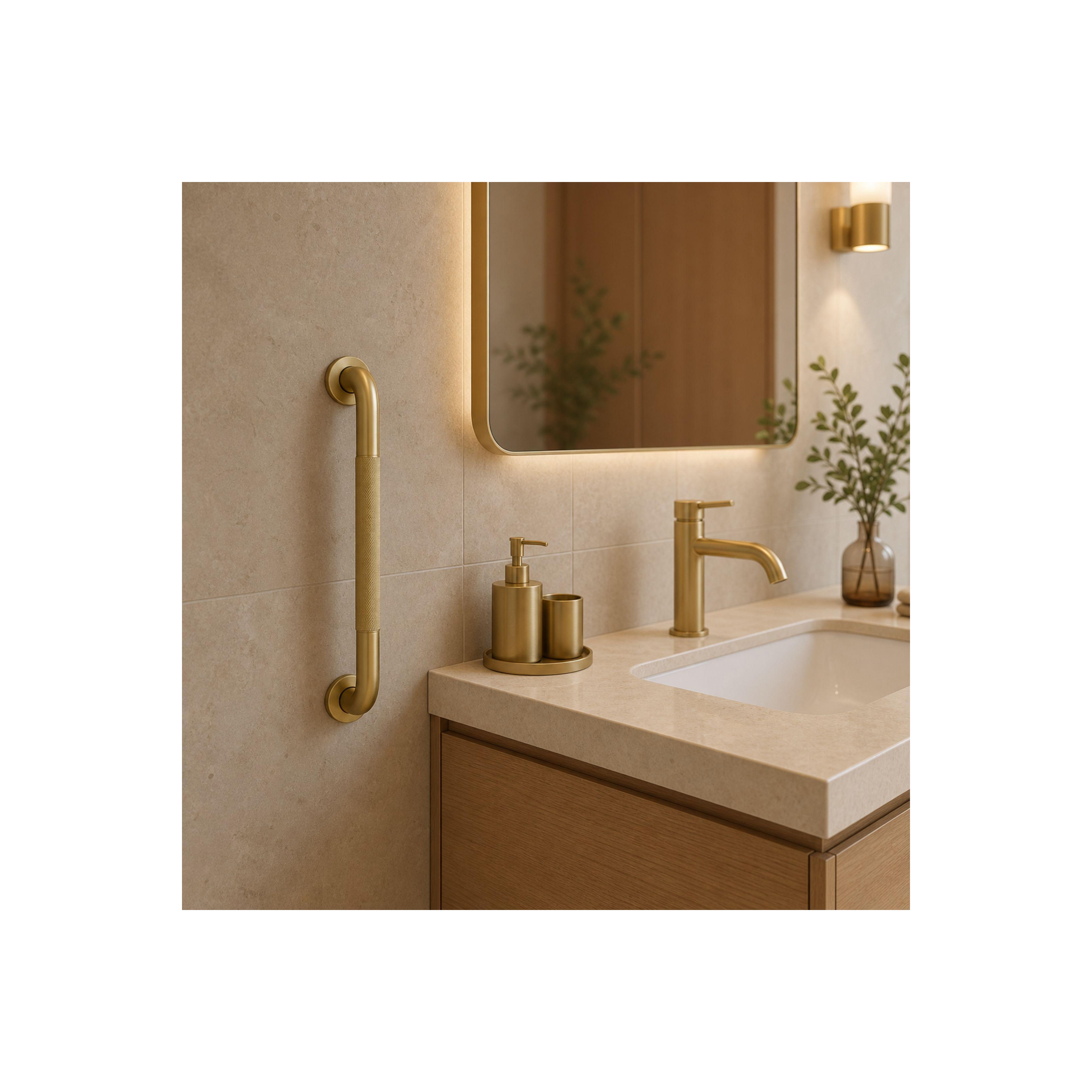 Straight bathroom grab bar Brush Gold