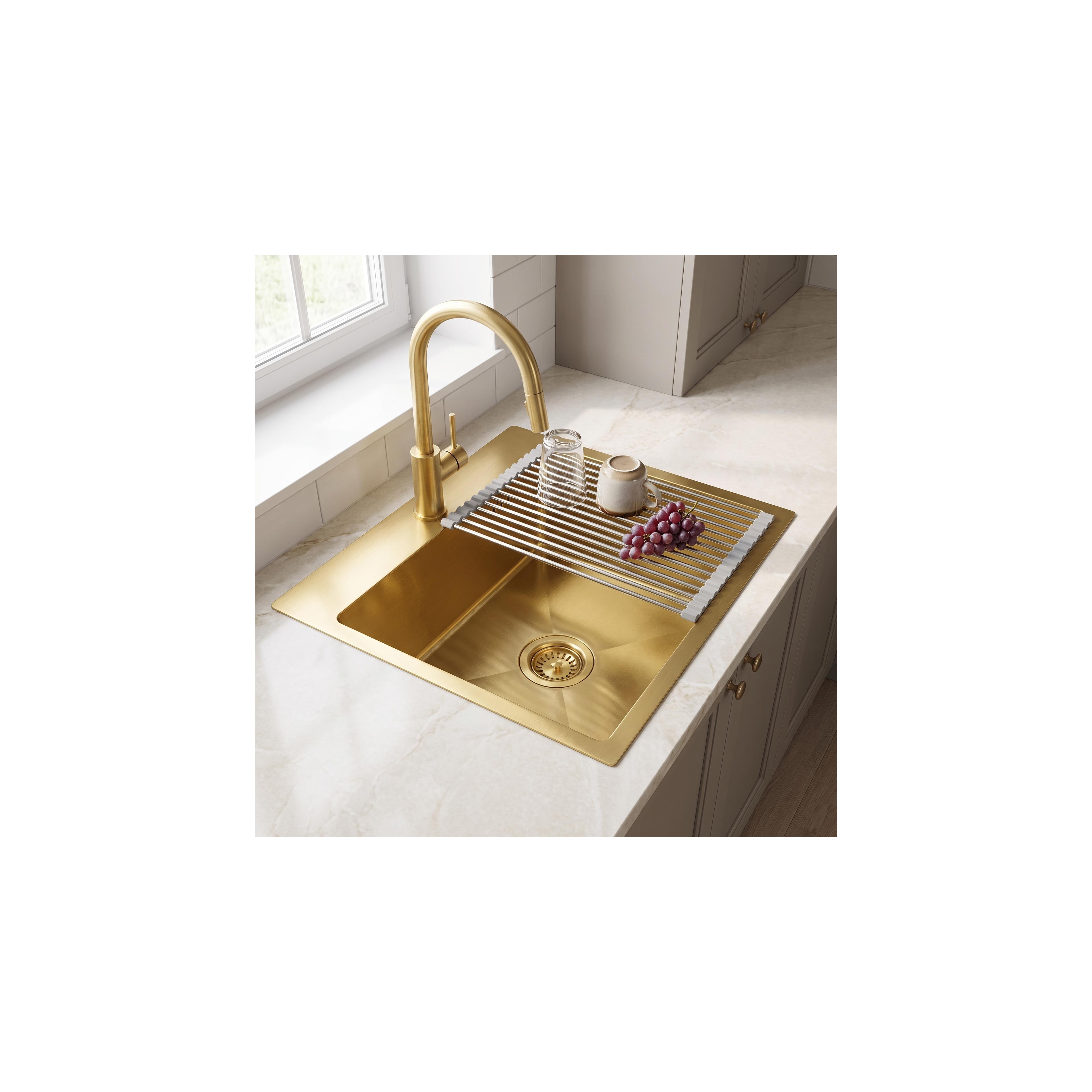 Stahlspüle mit 3-teiligem Zubehörset REA Leo 40 Brush Gold