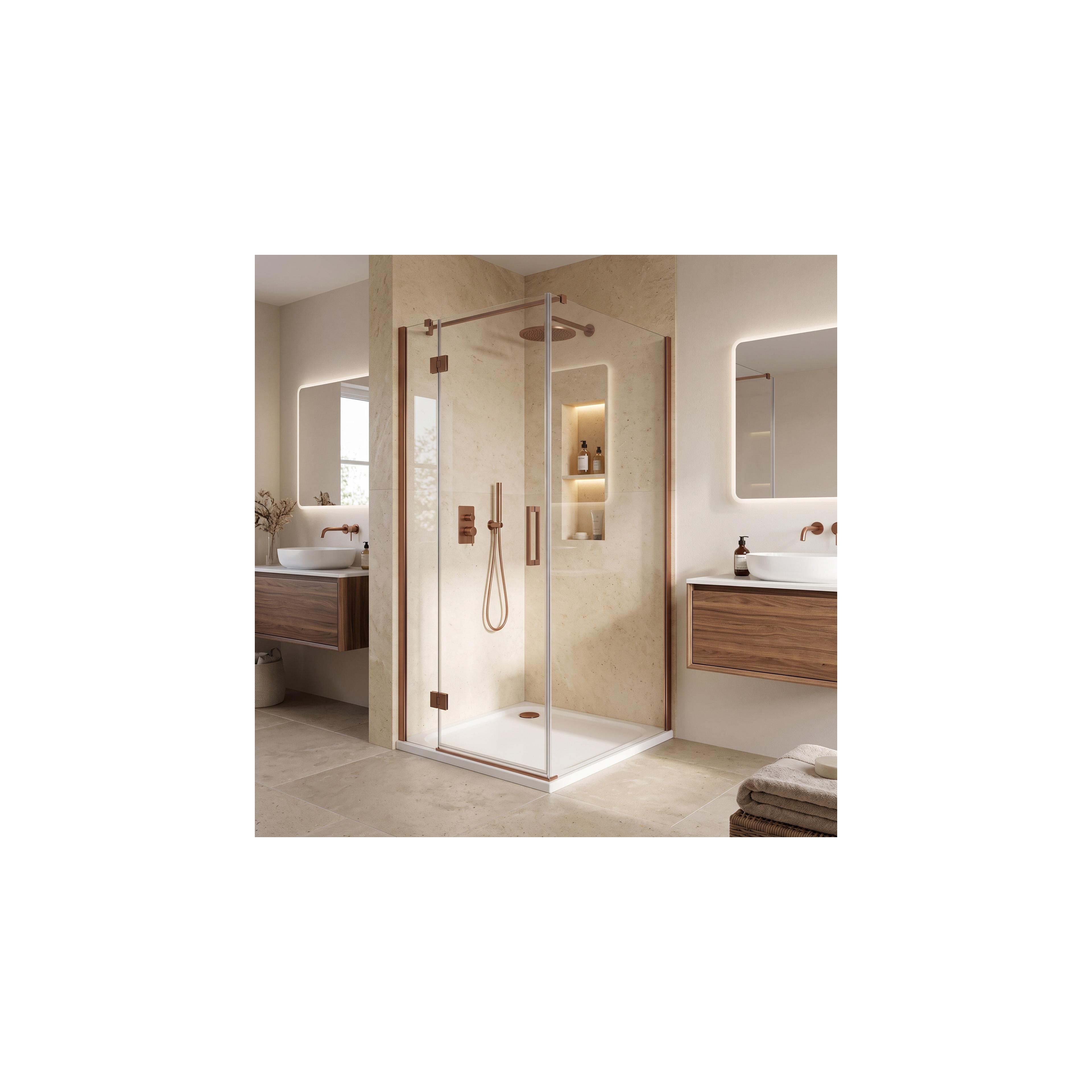 Akrylbricka för dusch Rea Belmond vit 80x80 Brush Copper