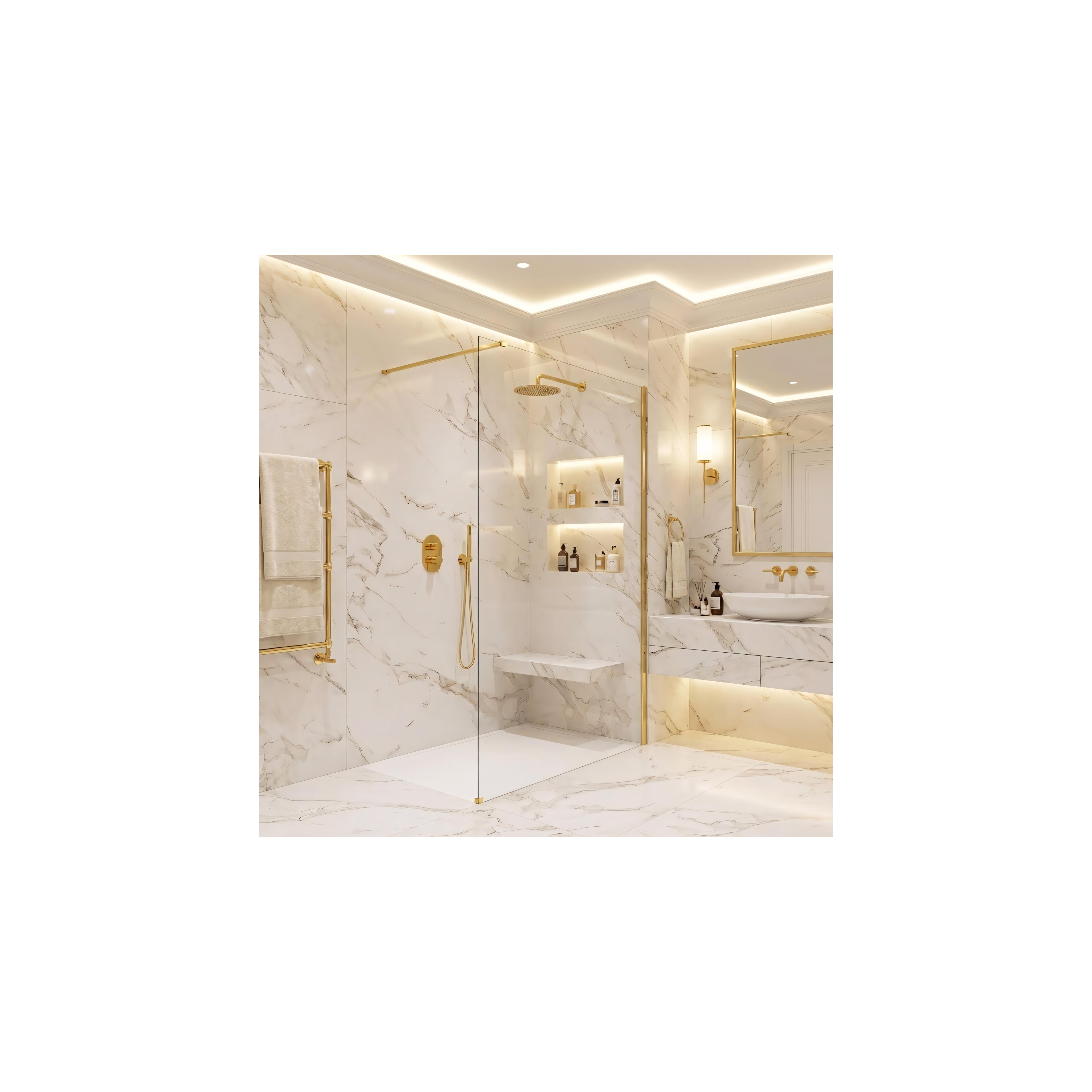 Duschwand Rea Flexi Transparent / Gold 140