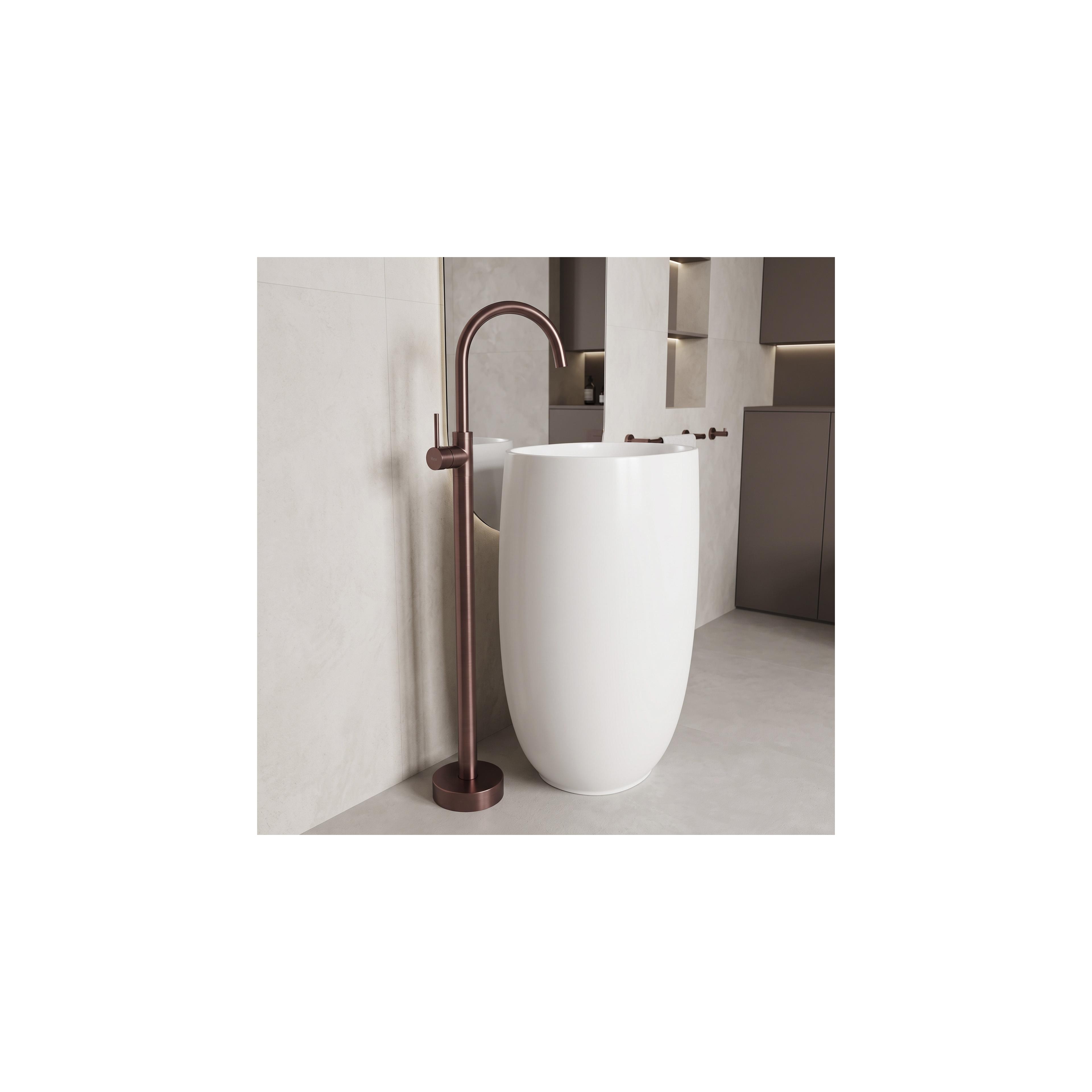 Floor-Standing Washbasin Faucet Rea Lungo Brush Brown