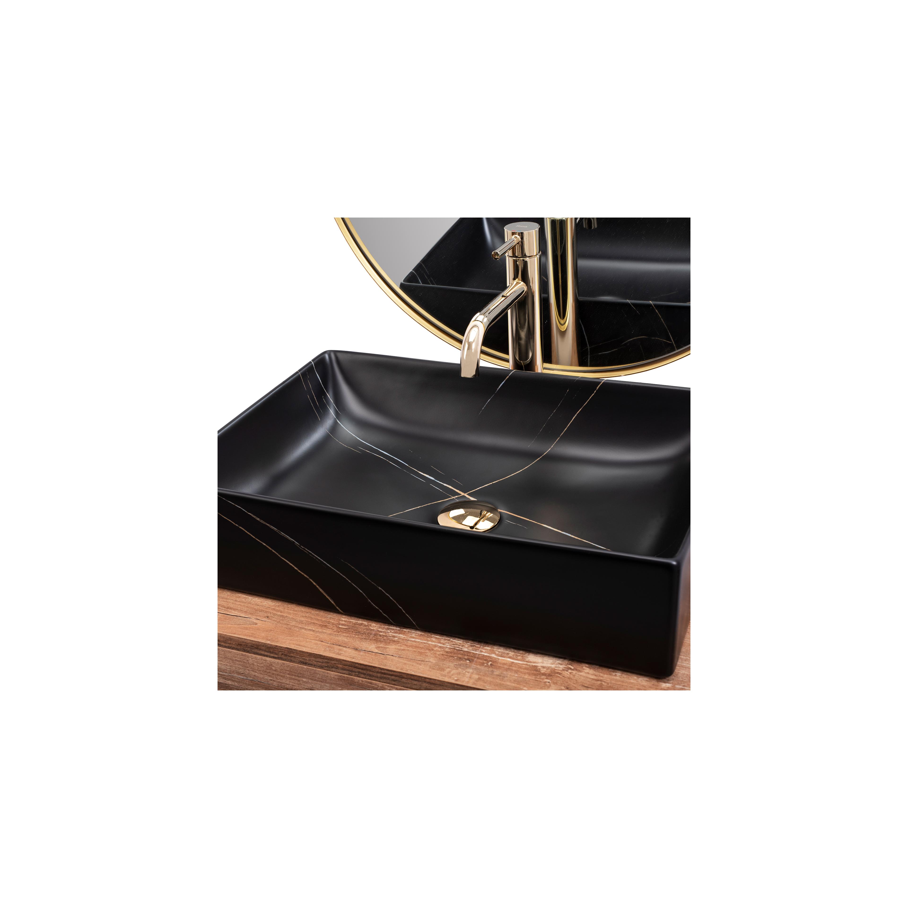 Aufsatzwaschbecken REA Inga Black Marble Mat
