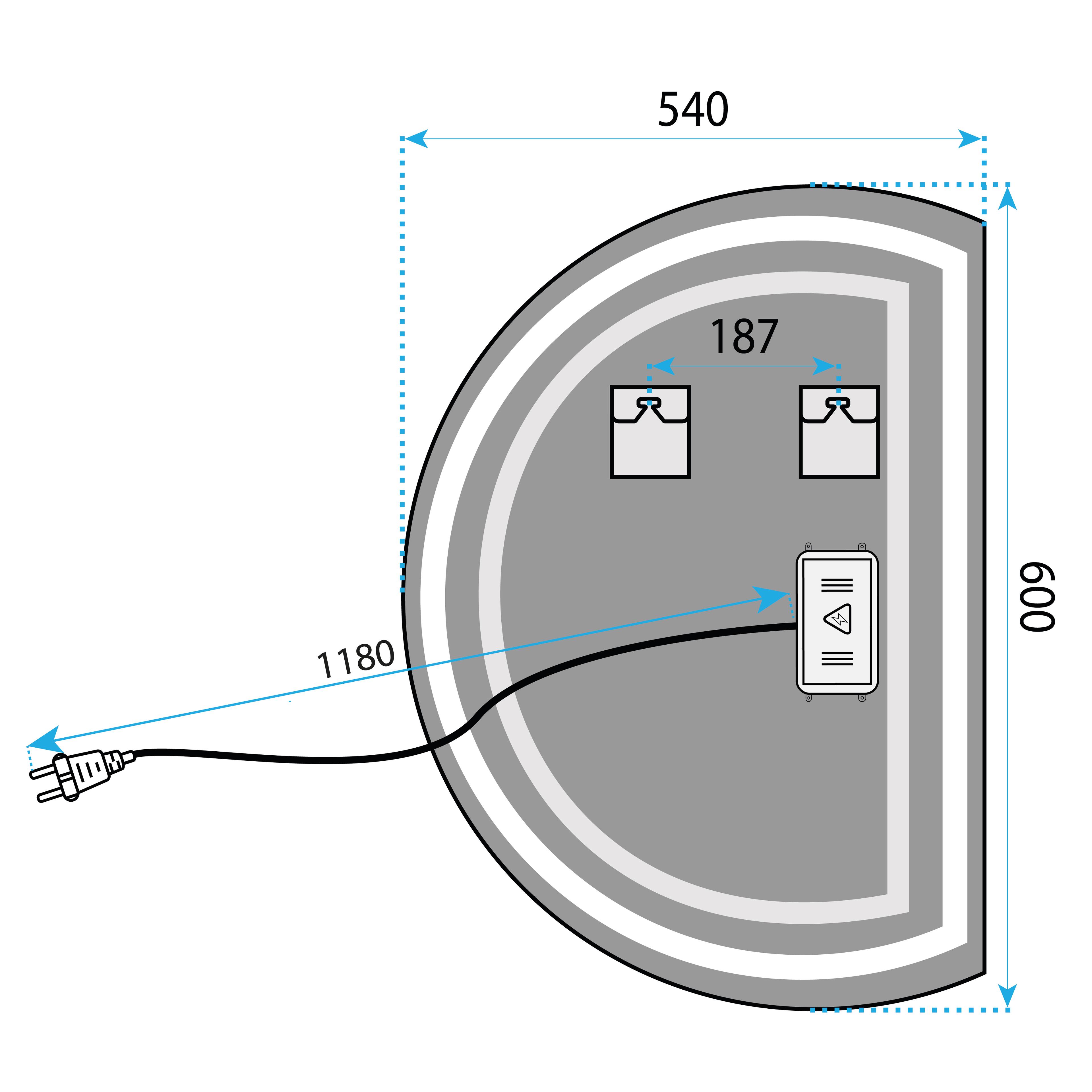 Espejo de pared LED YH-BL-2 54x60cm