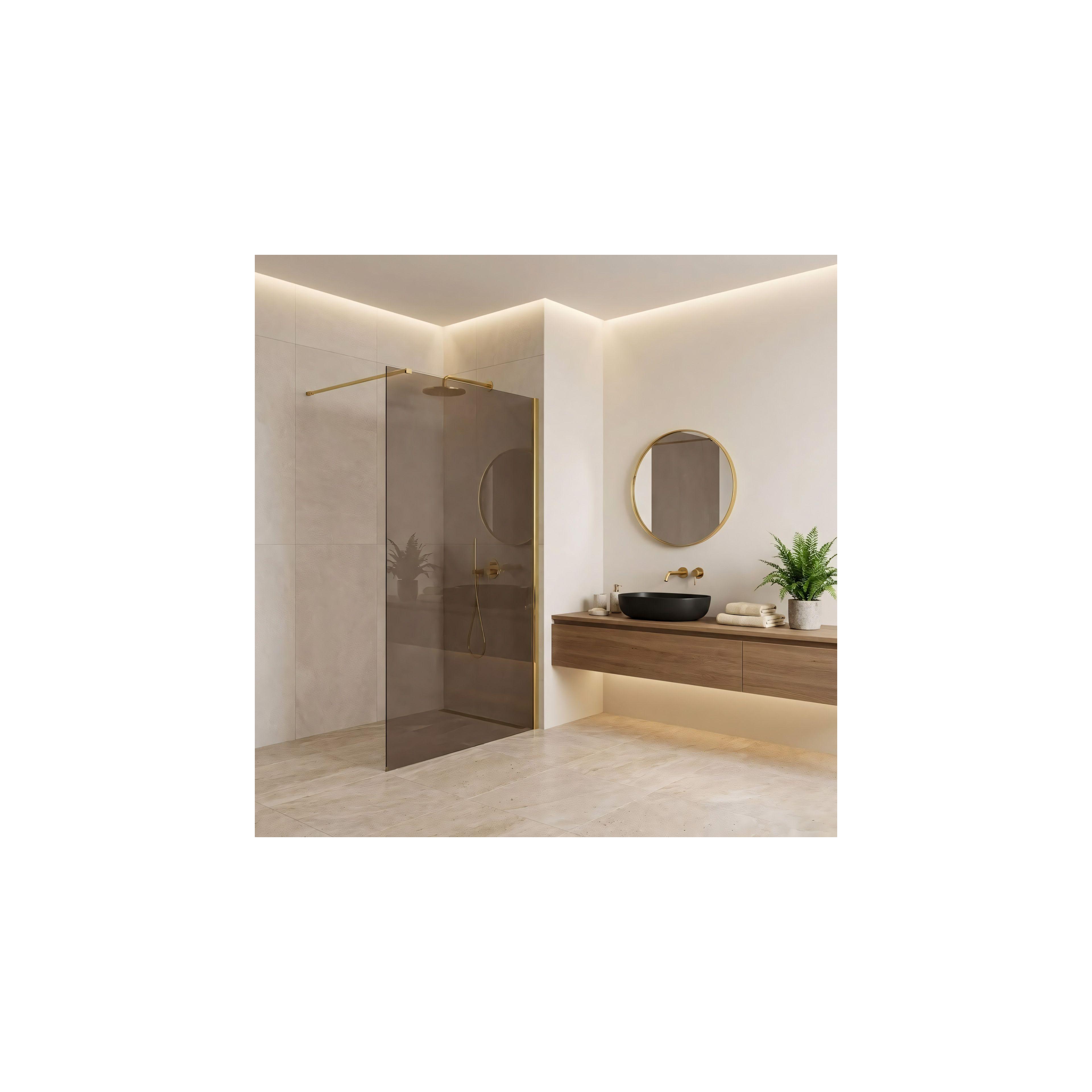 Duschwand Rea Flexi Brown / Gold 140