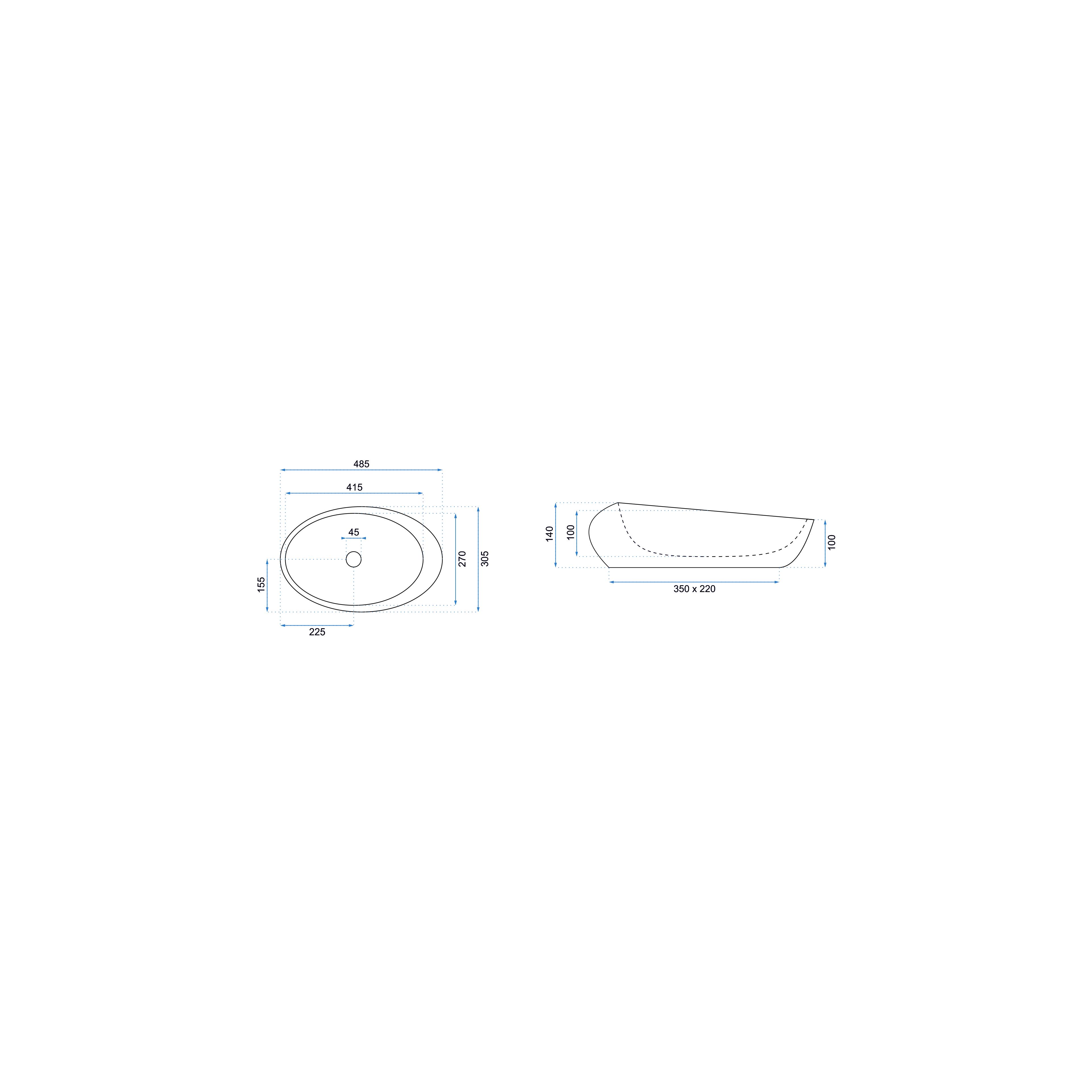 Lavabo sobre encimera Rea Roxy C Stone L.GREY
