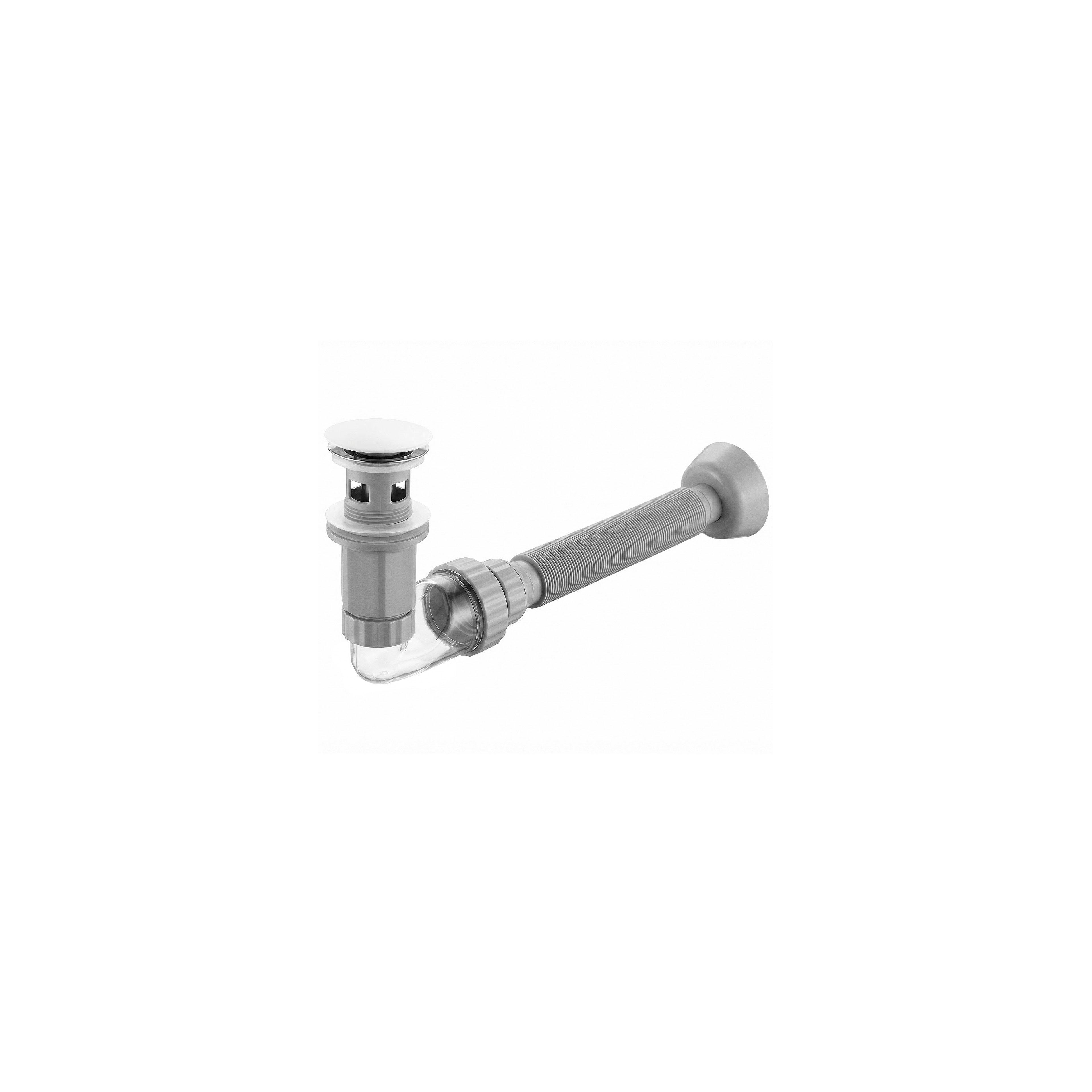 Washbasin siphon with click-clack drain REA Flow White