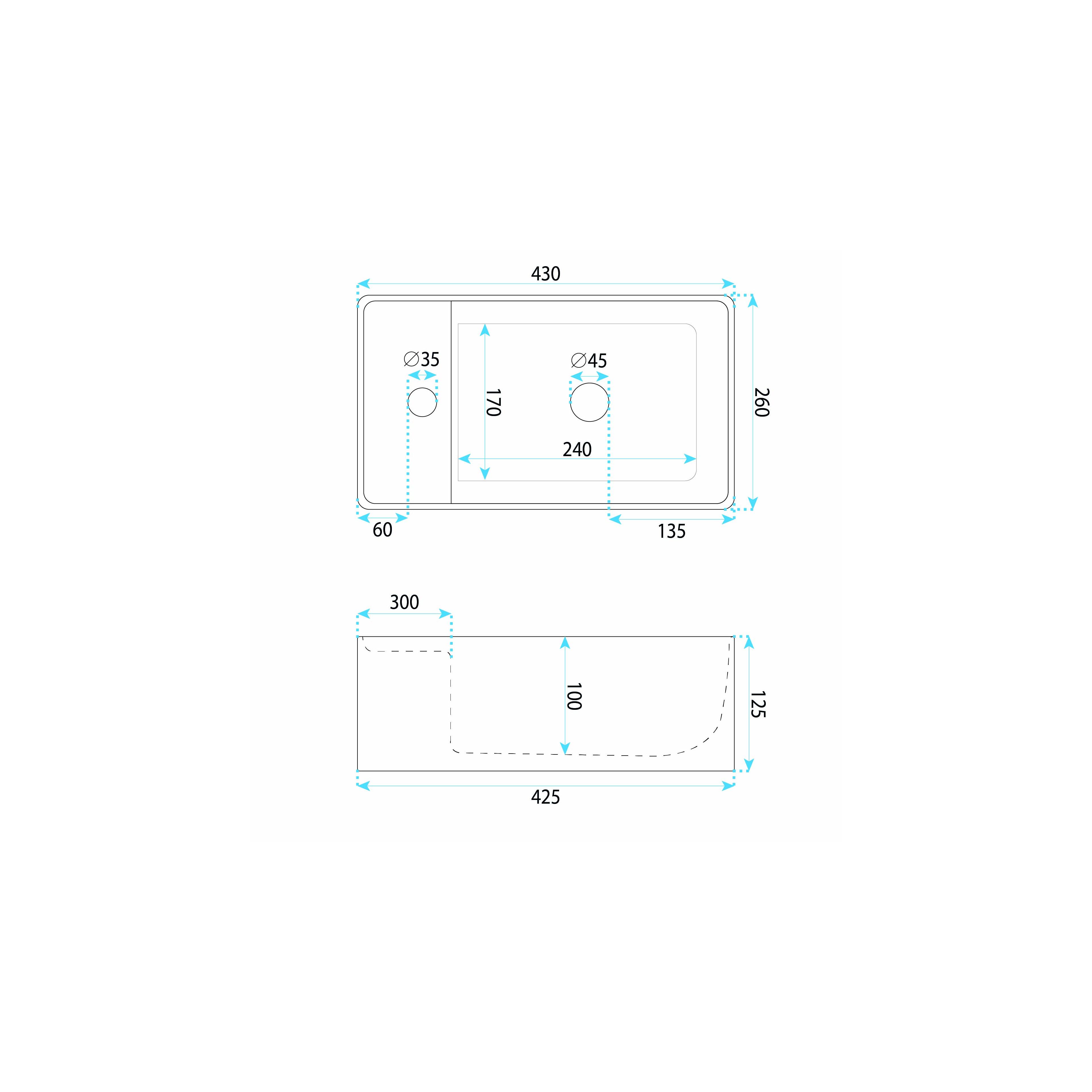 Badezimmerschrank mit Waschbecken REA Astra 43cm