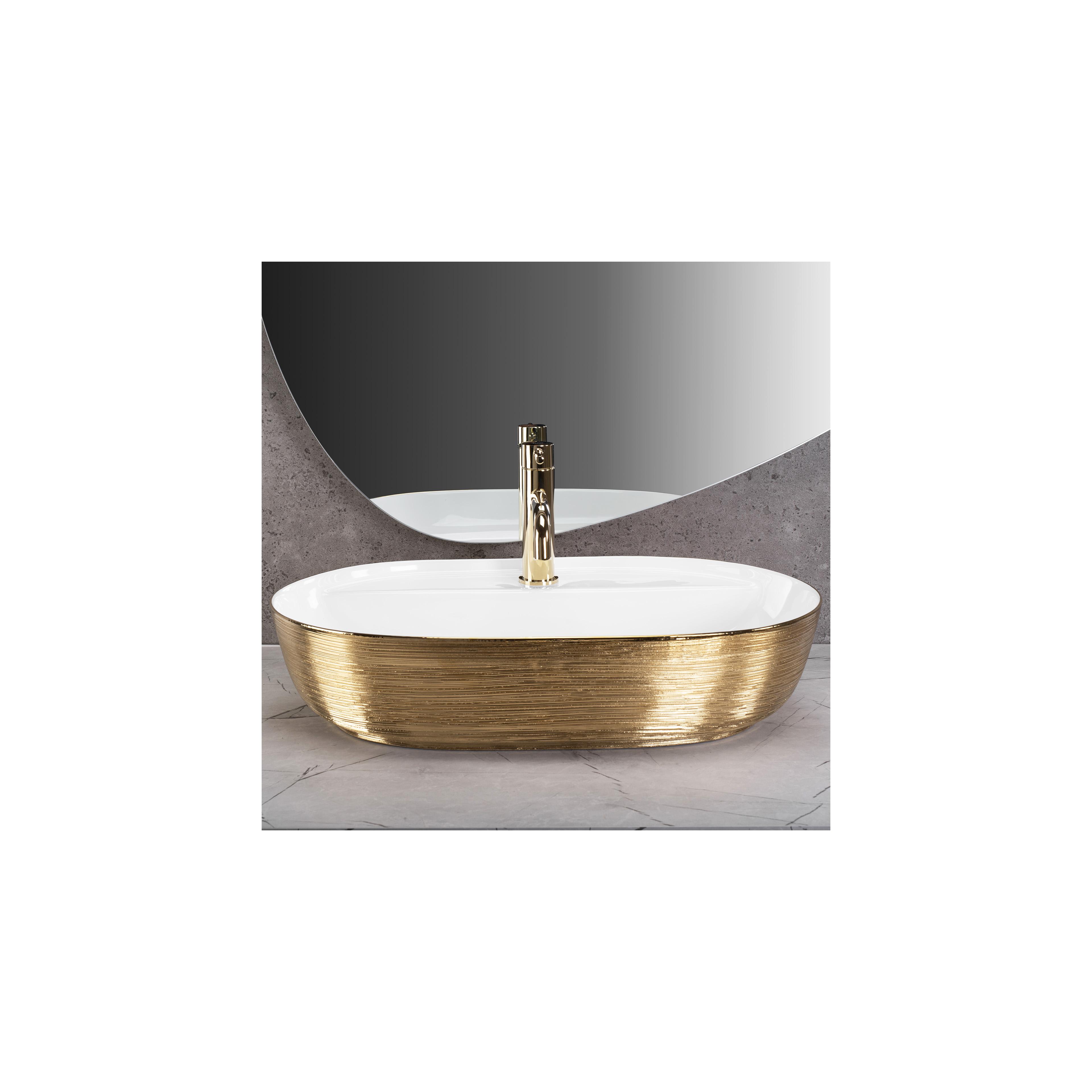 Lavabo da appoggio Rea Aura 61 White Gold Brush