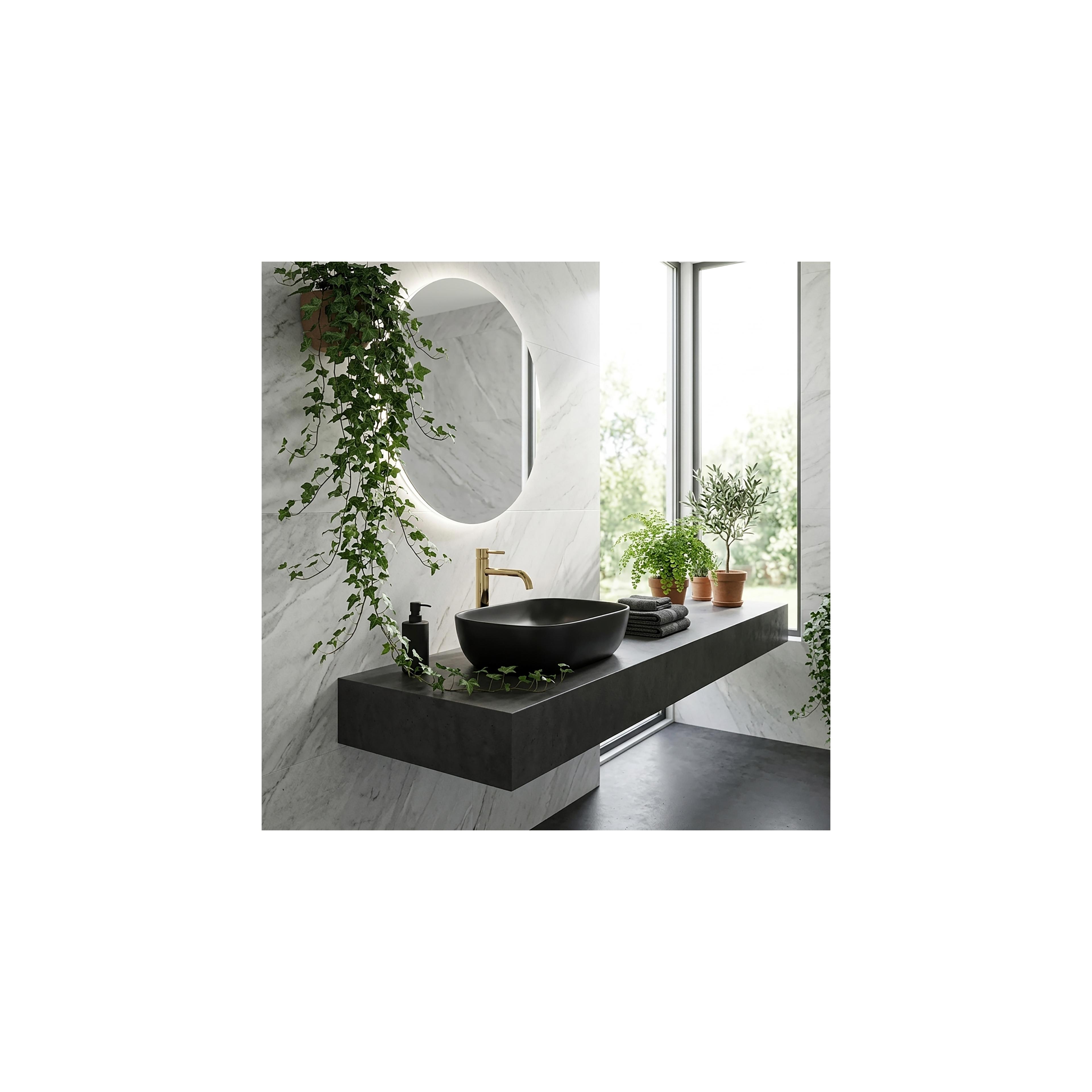 Νιπτήρας Rea Belinda Black Mat 46.5 x 33x 13.5 εκ